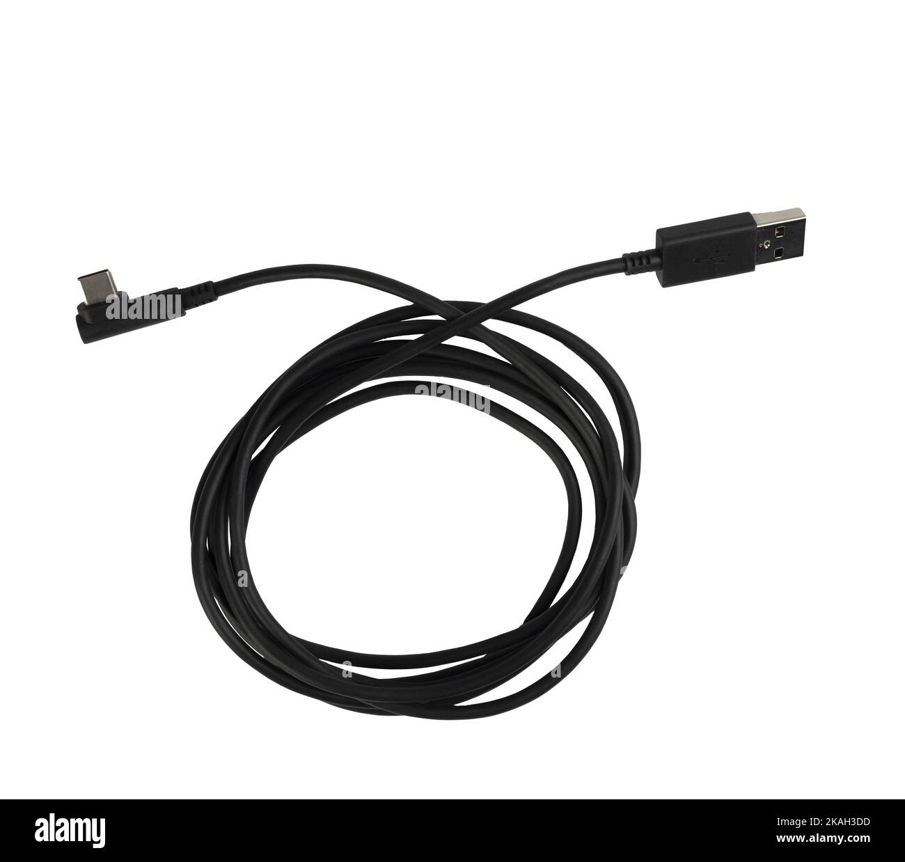 a coiled USB extension cable on a transparent background Stock Photo