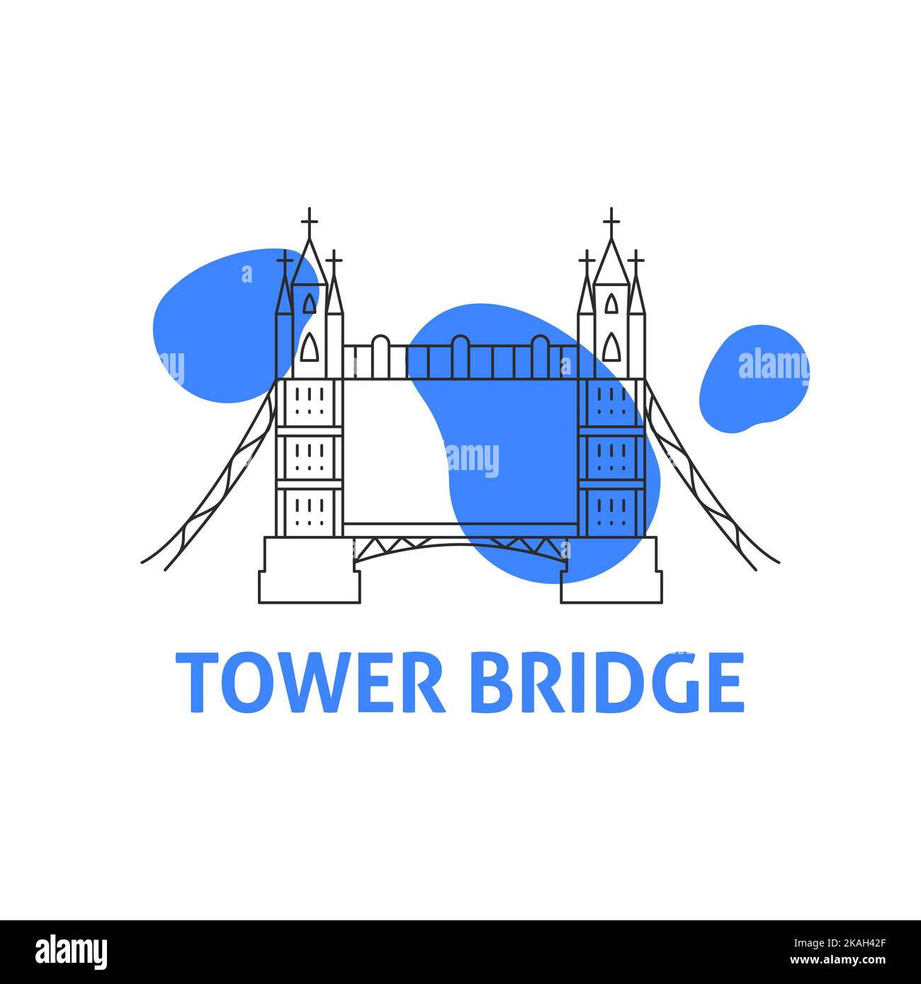 Tower Bridge Line Concept Stock Vector