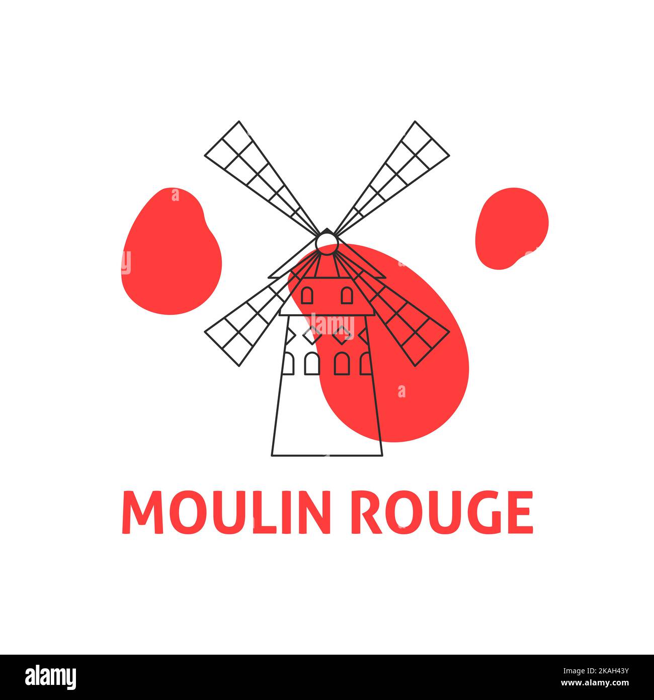 Moulin Rouge Line Concept Stock Vector