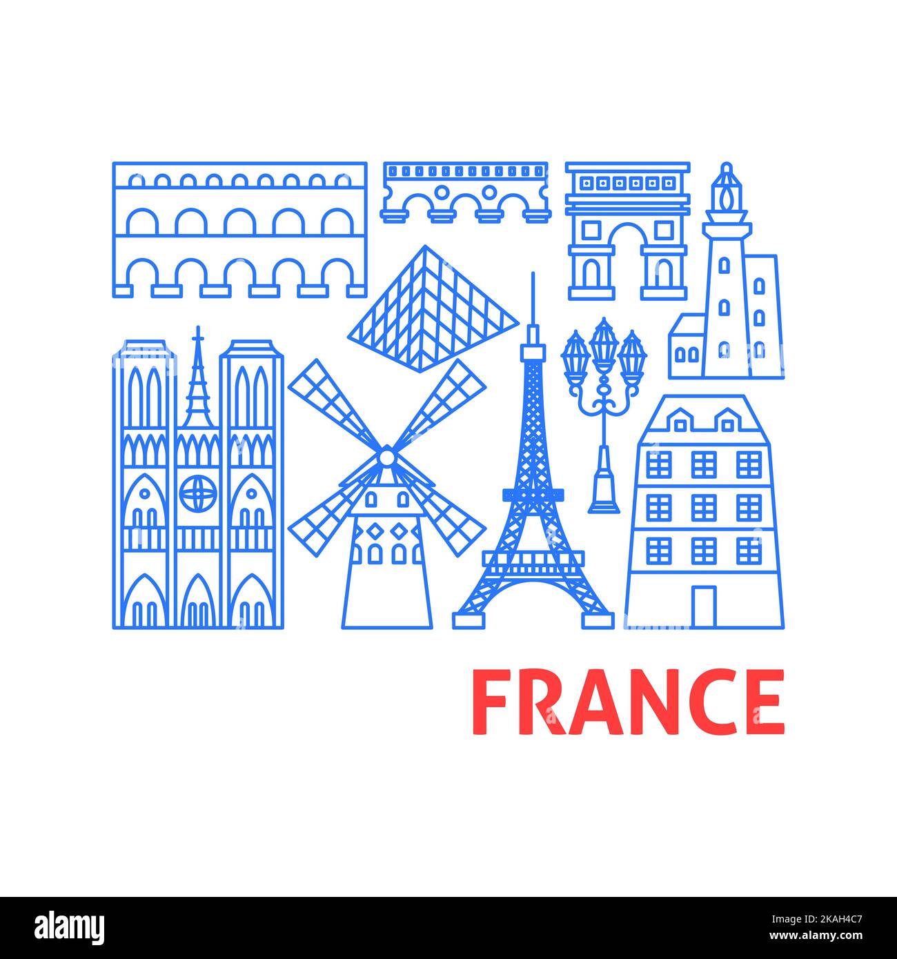 France Line Objects Stock Vector