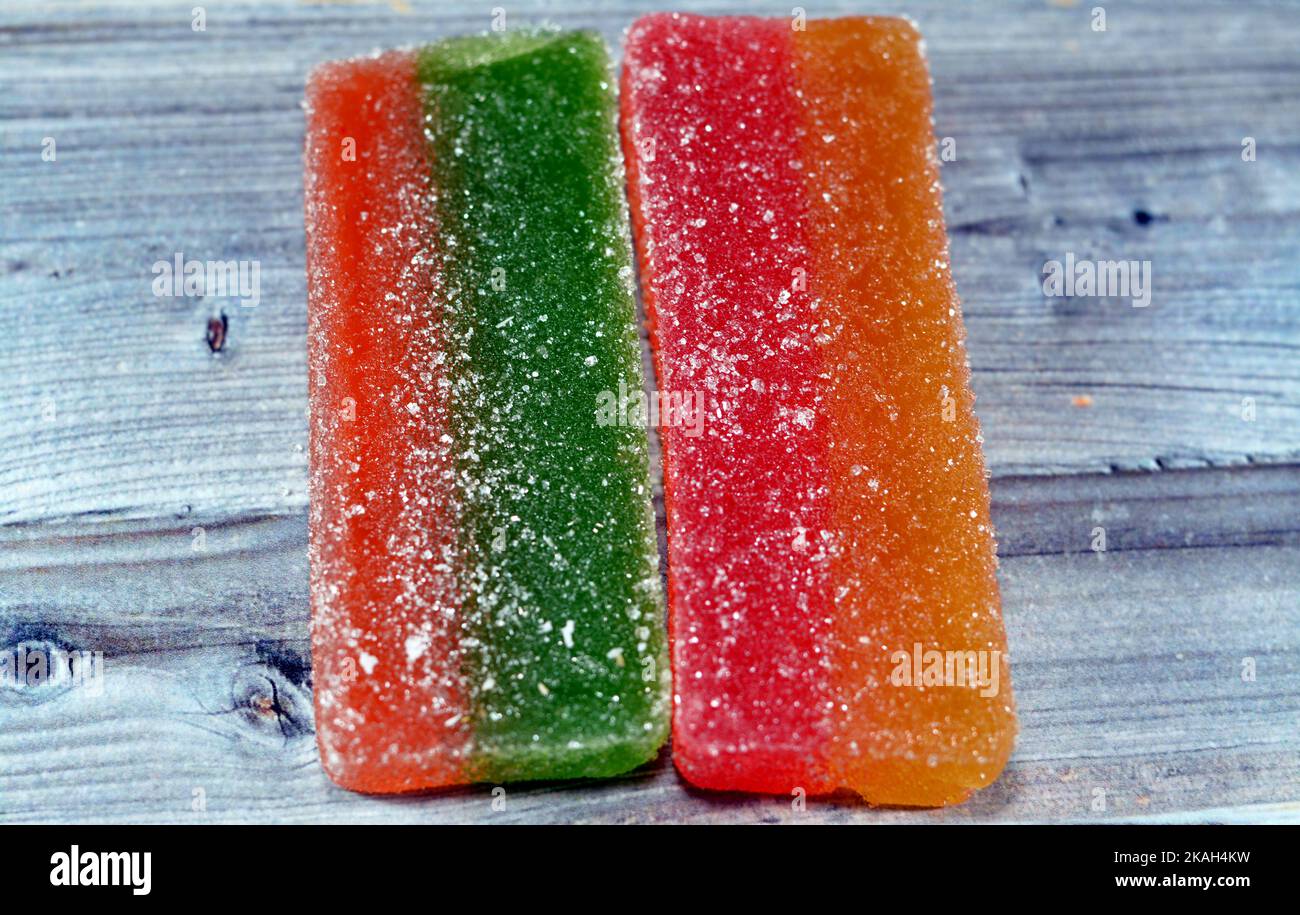 plain jelly colorful taffy candy sweets with flavors covered with sugar