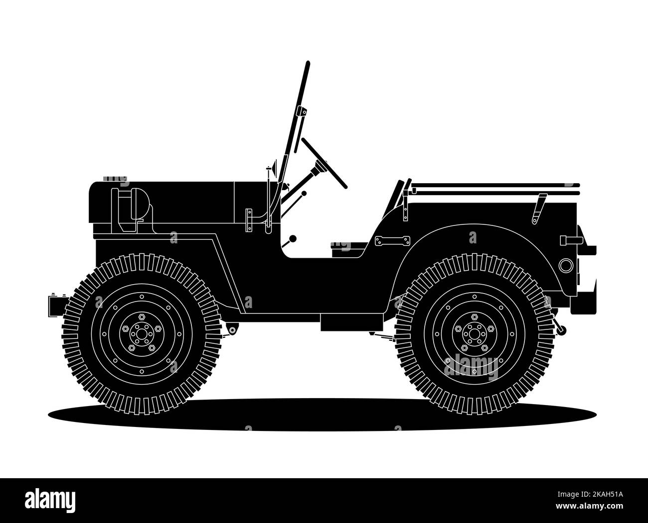An American military car in black Stock Vector