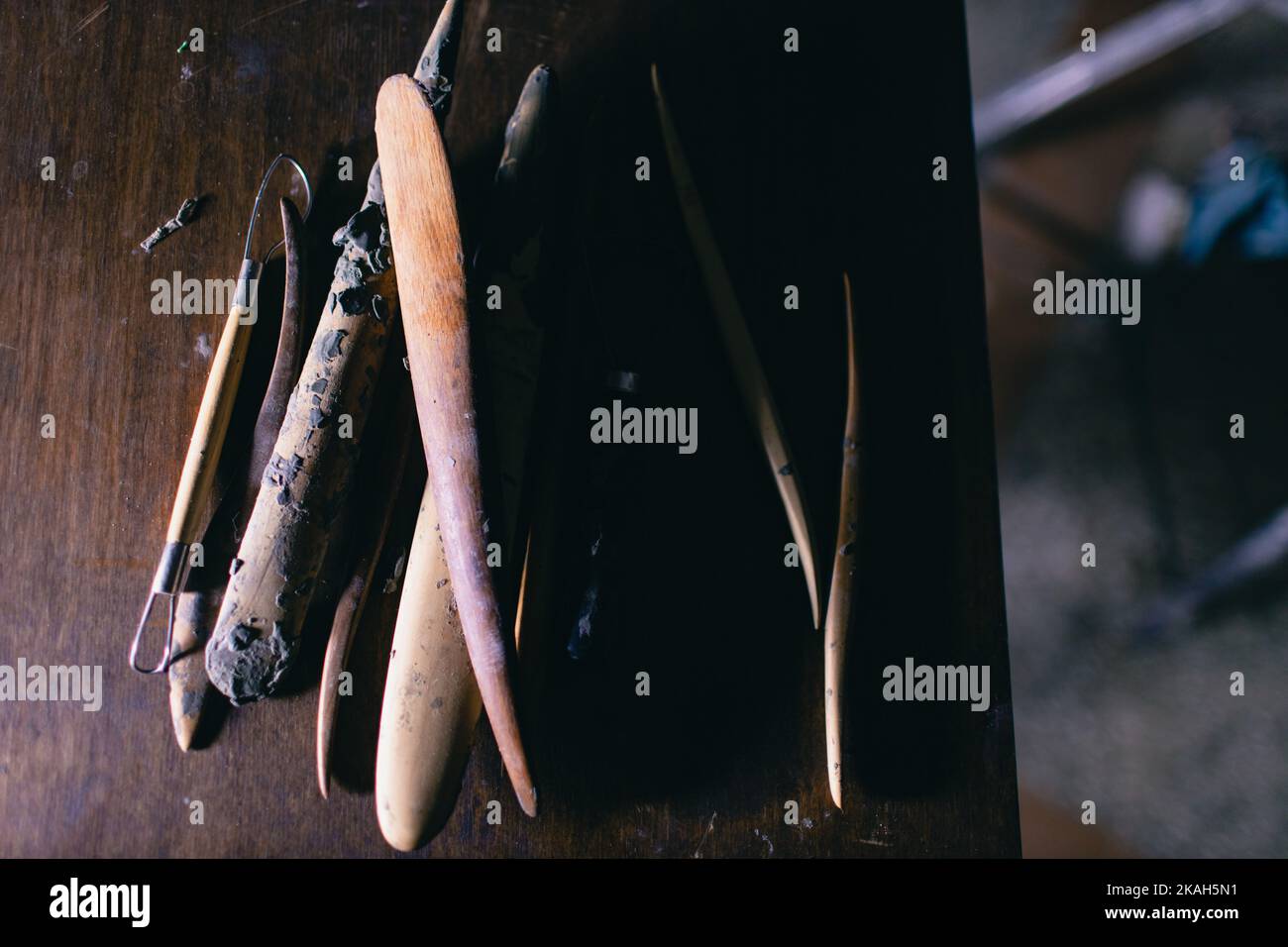 Tools sculptor for create sculpt bust clay human sculpture. Statue