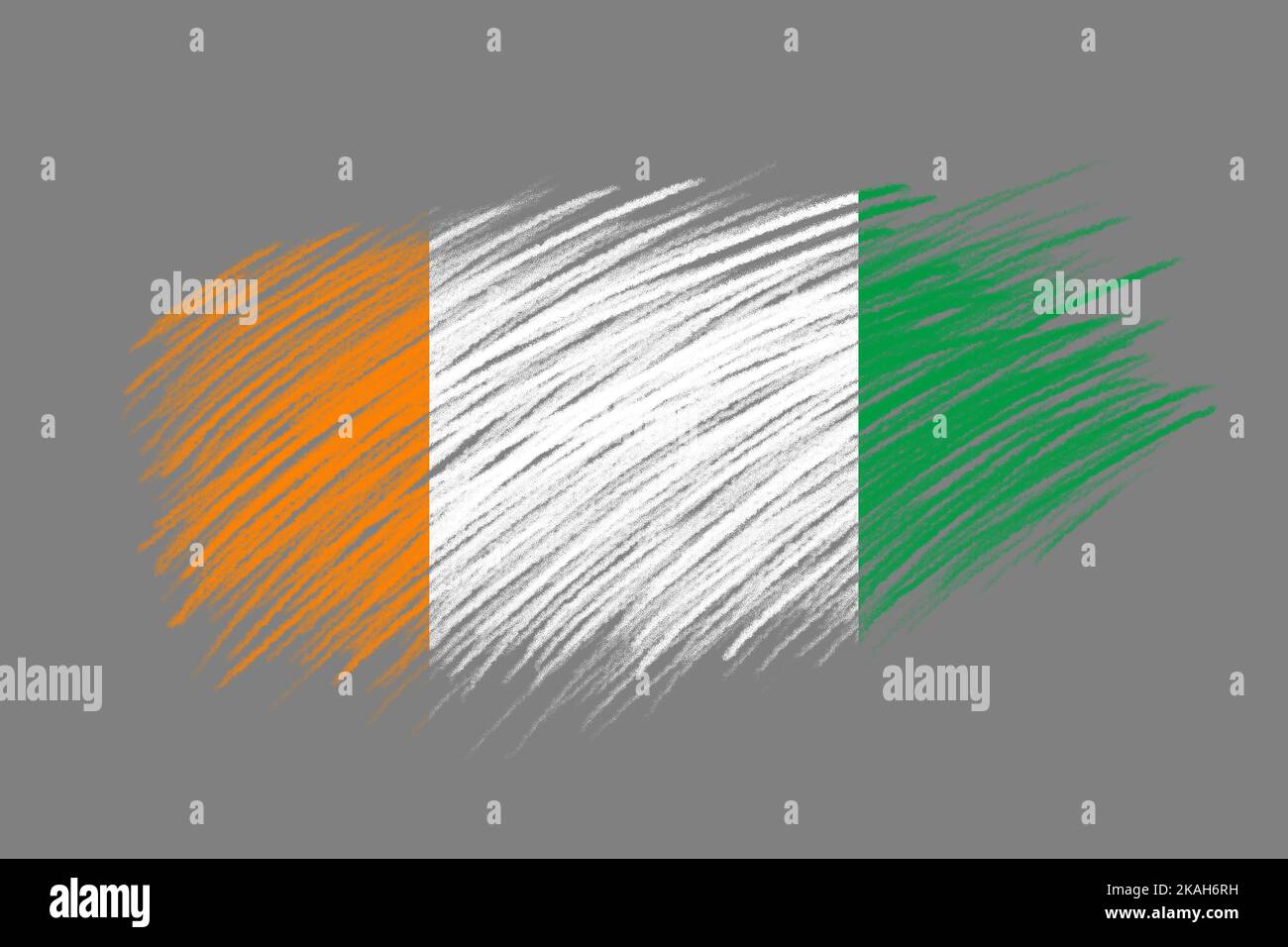 3D Flag of Ivory Coast on vintage style brush background Stock Photo ...