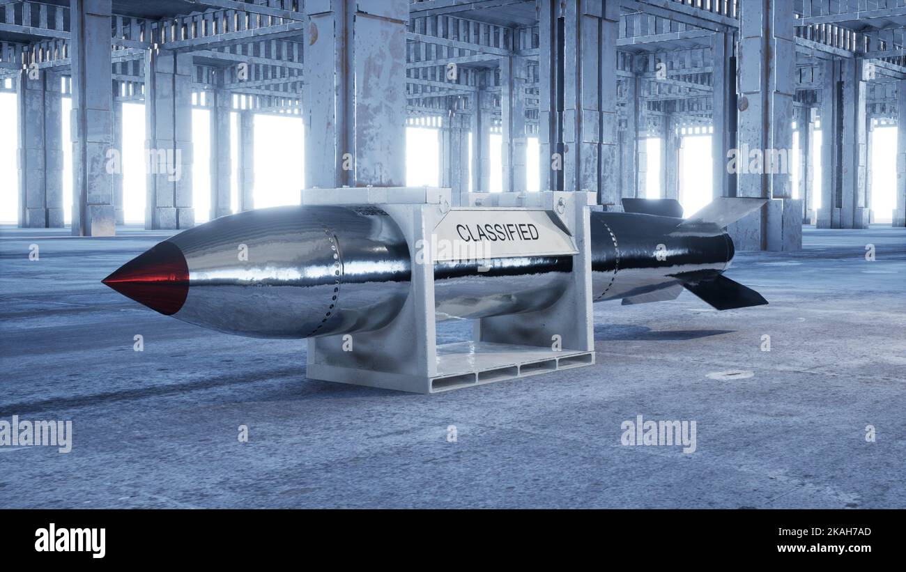 Nuclear Missile, Nuclear Warhead,3d قنابل نويية Stock Photo