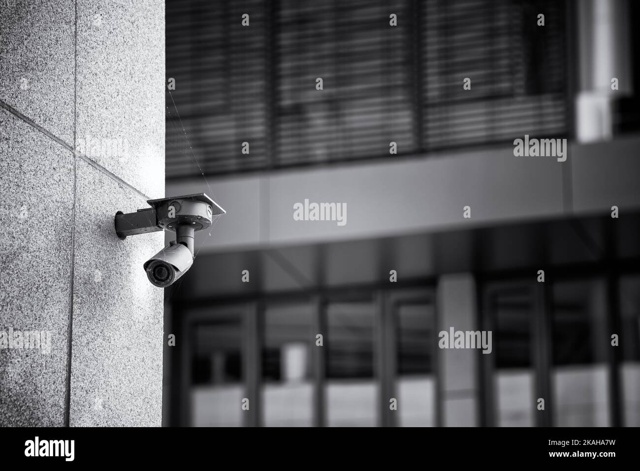 Surveillance camera on an office building in the Gutleutviertel district of Frankfurt am Main, Germany Stock Photo