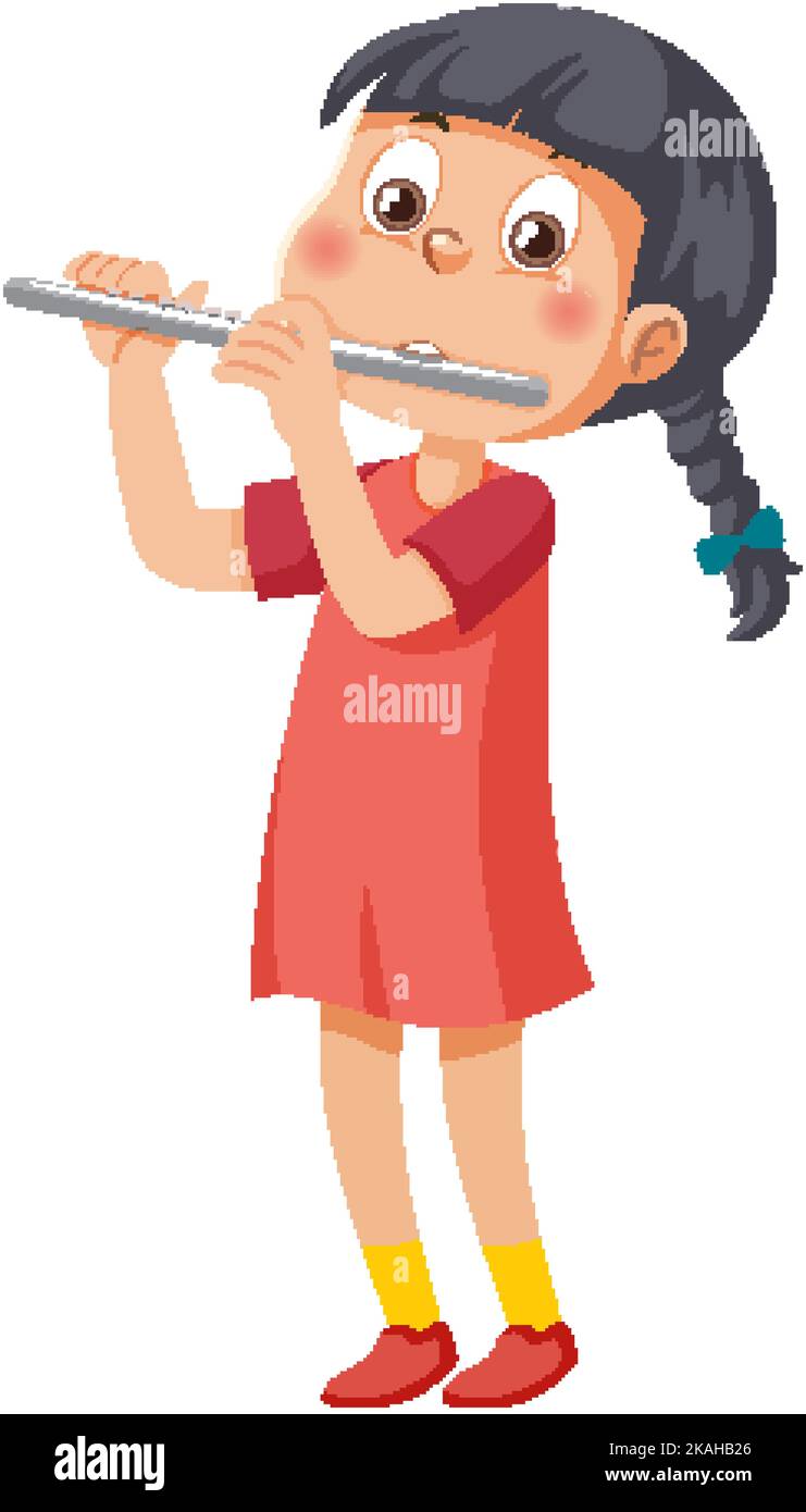 Girl playing flute clipart hi-res stock photography and images - Alamy