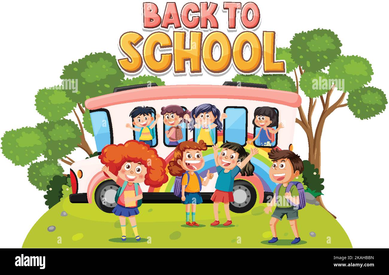 Back to school with student kids illustration Stock Vector Image & Art ...