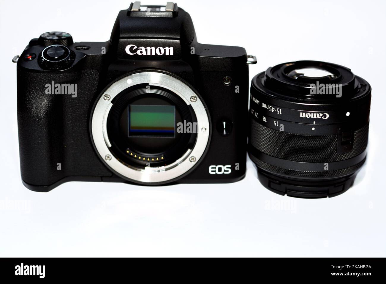 Cairo, Egypt, September 24 2022 Canon EOS M50 body, EFM 1545mm F3.5