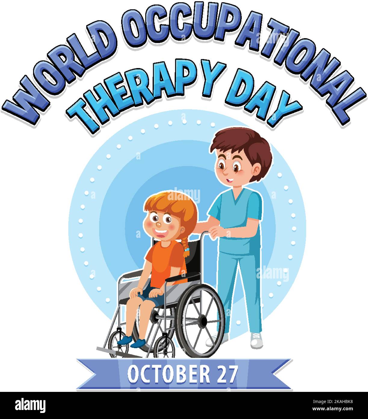 World occupational therapy day text banner design illustration Stock