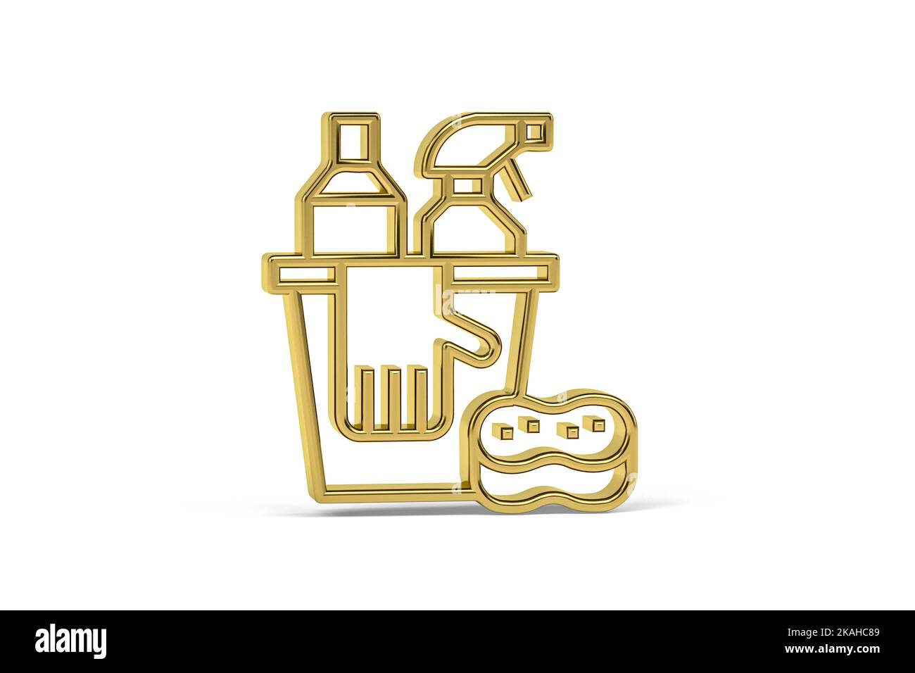 Golden 3d cleaning icon isolated on white background - 3d render Stock ...