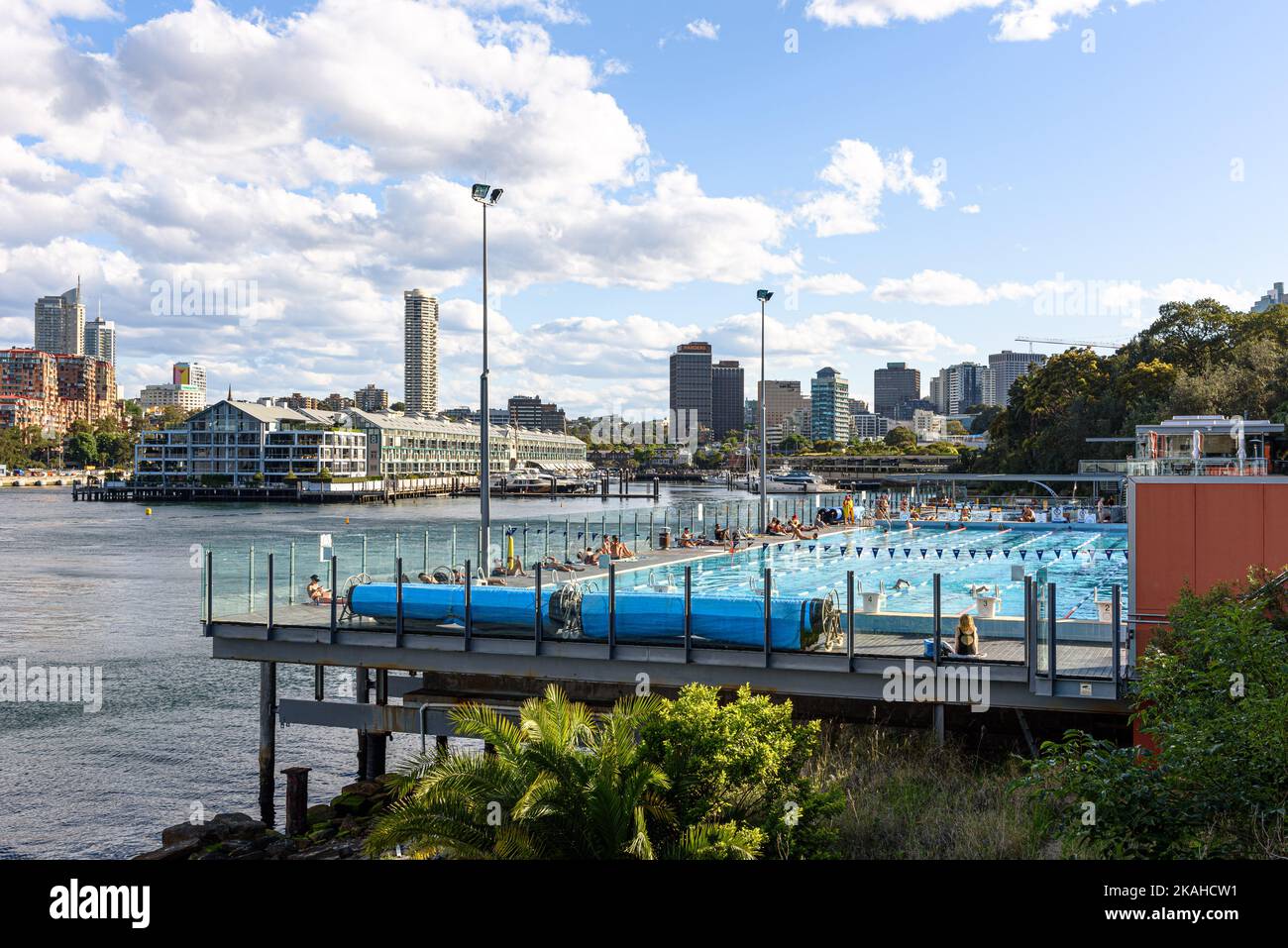 People at the Andrew (Boy) Charlton Pool in Sydney, Australia on a