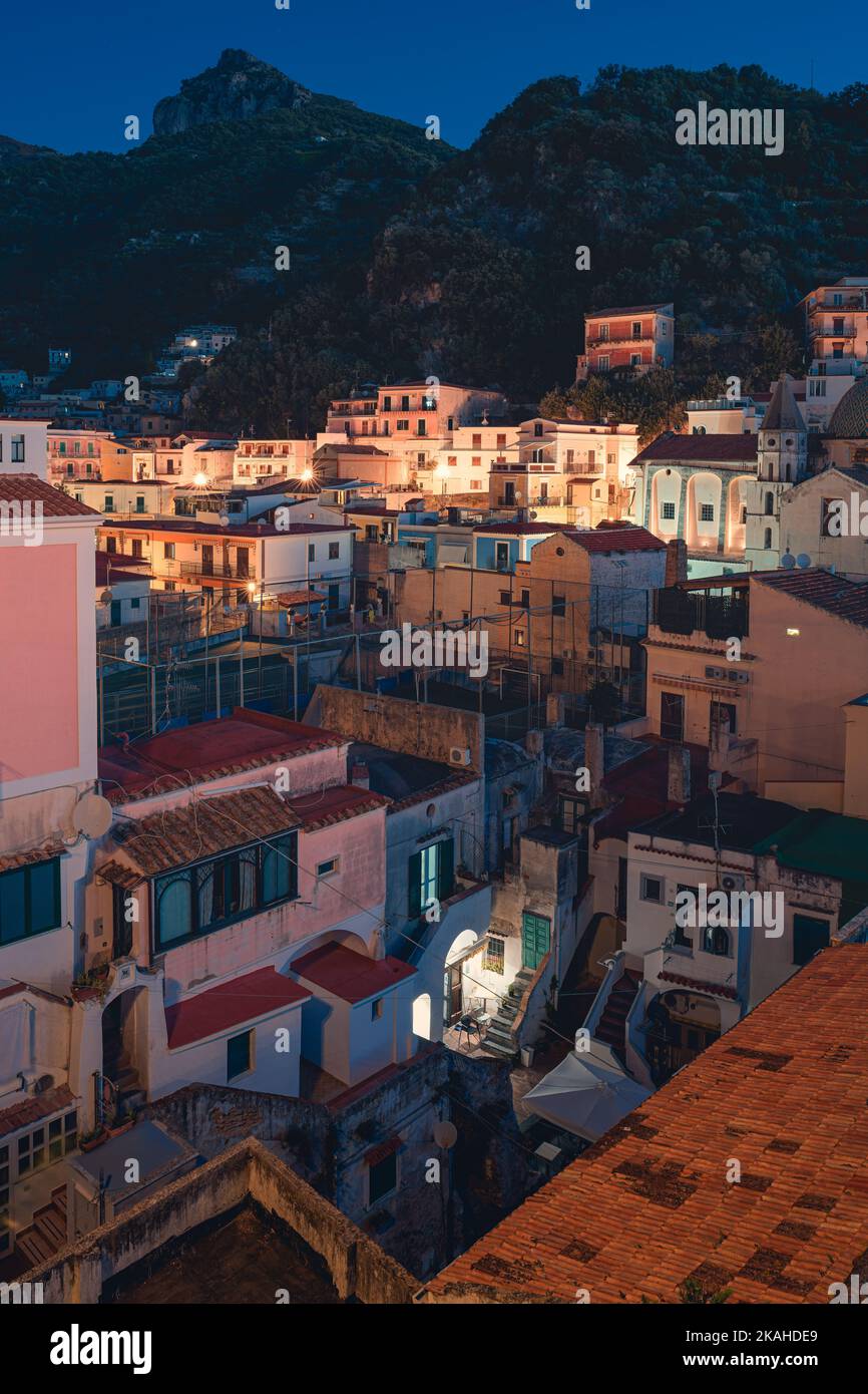 Ancienne Estampe Originale De 1909 – Carte Couleur Italie – Vietri, Amalfi, Cetara, Cerreto, Cava