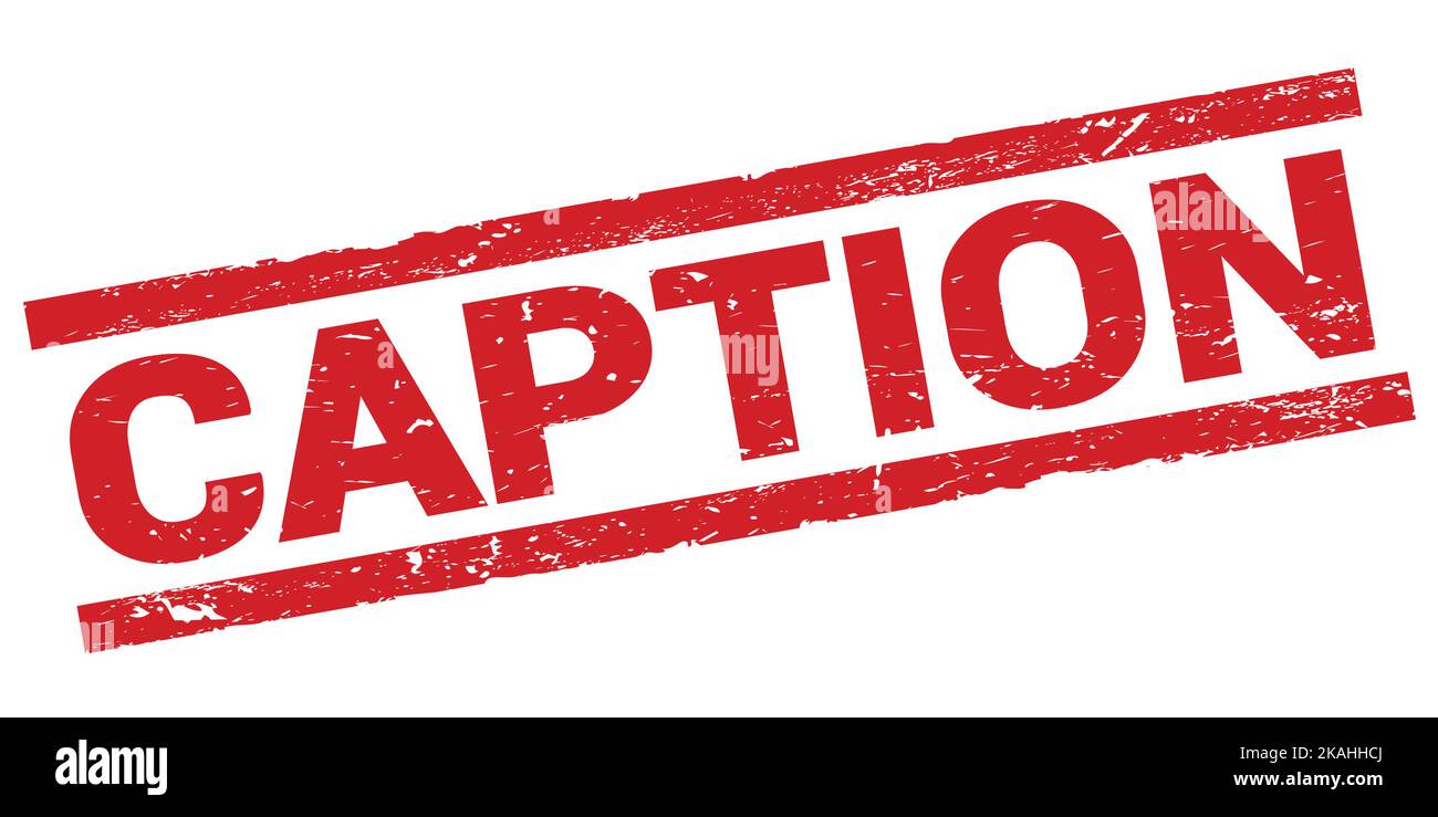 CAPTION text written on red rectangle stamp sign Stock Photo - Alamy
