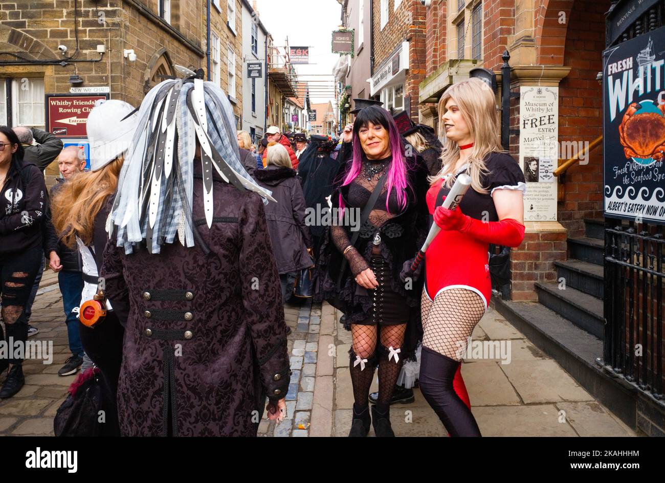 Church Street, Whitby during busy goth weekend Stock Photo