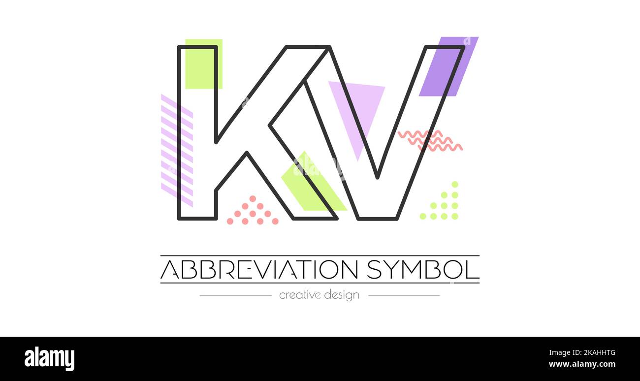 Letters K and V. Merging of two letters. Initials logo or abbreviation