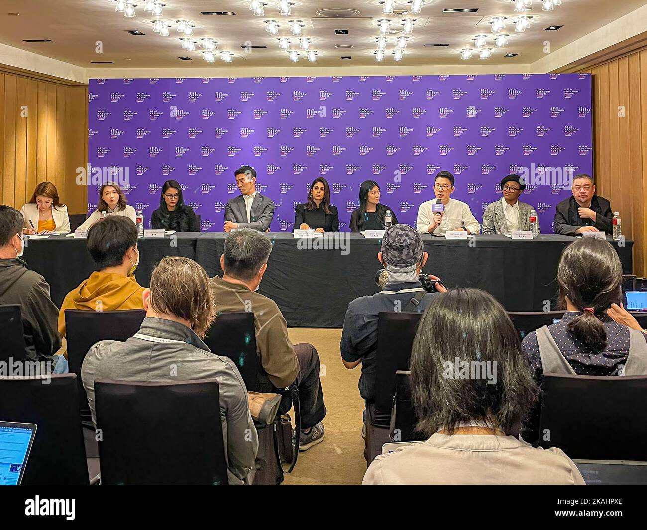 Taipei, Taiwan. 03rd Nov, 2022. Nathan Law (R3), Hong Kong Pro ...