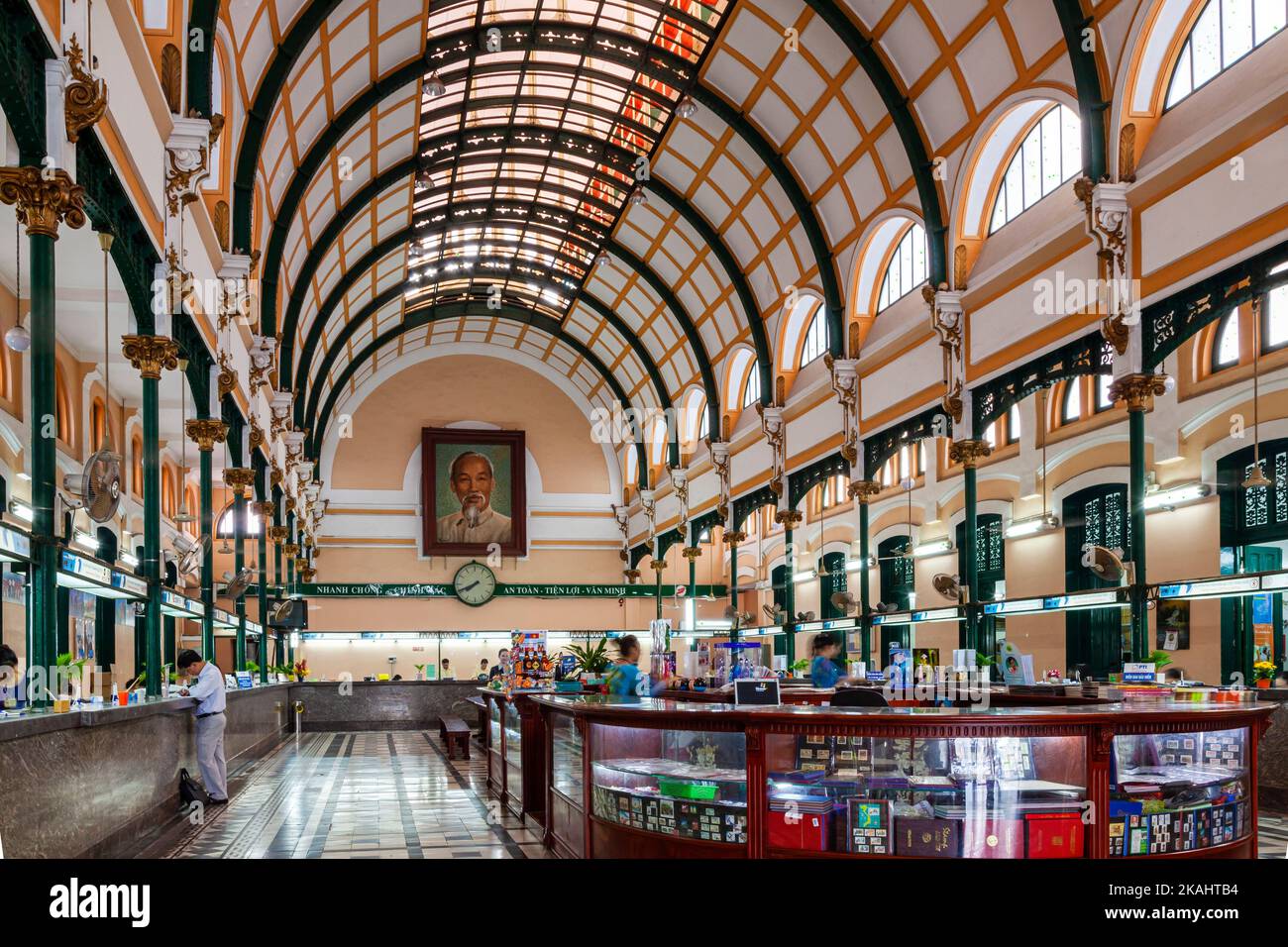 Interior hall of Central Post Office, Ho Chi Minh City, Vietnam