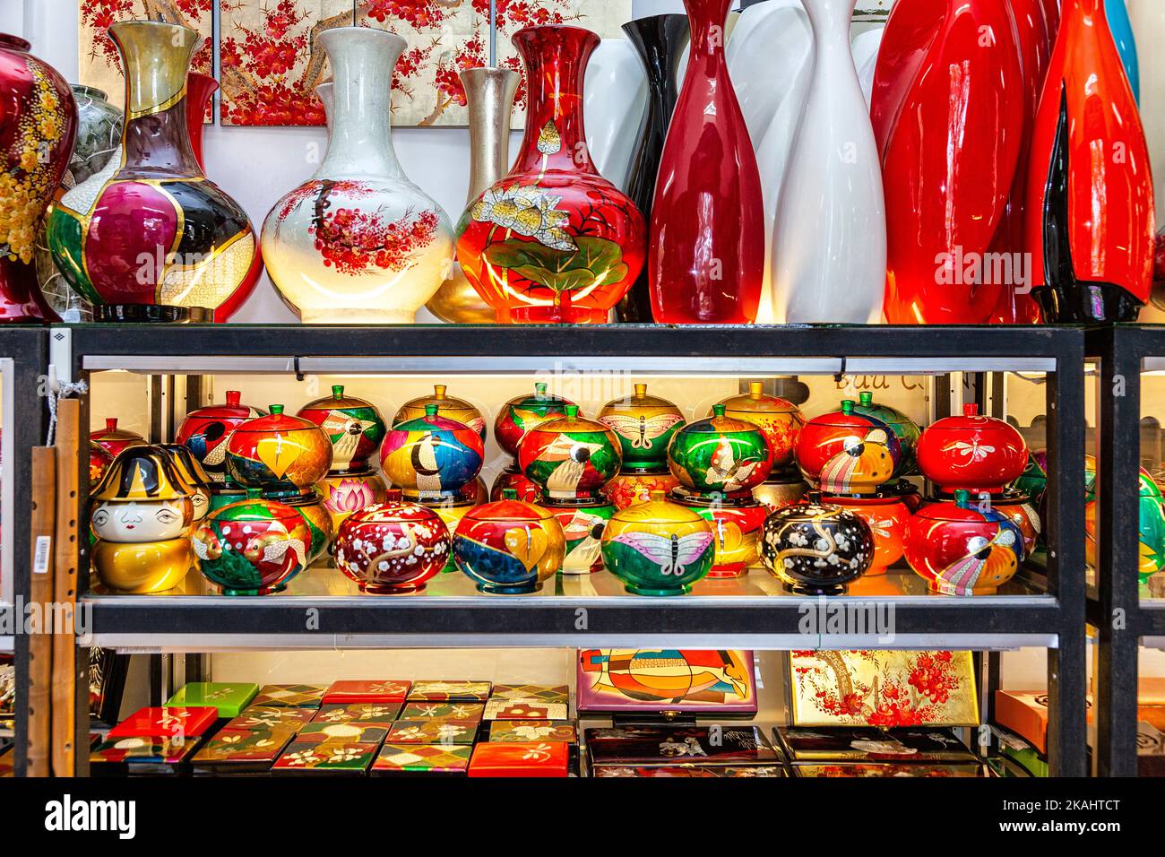 Handicraft display in souvenir shop at Central Post Office, Ho Chi Minh City, Vietnam Stock Photo