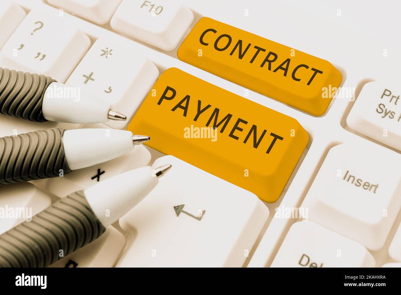 Hand writing sign Contract Payment. Business concept the percentage of ...