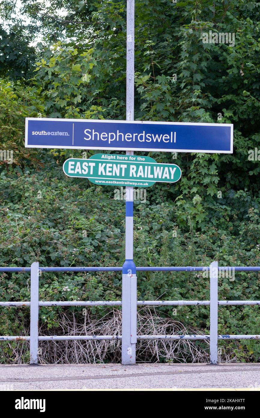 Shepherdswell train station sign and East Kent Railway sign