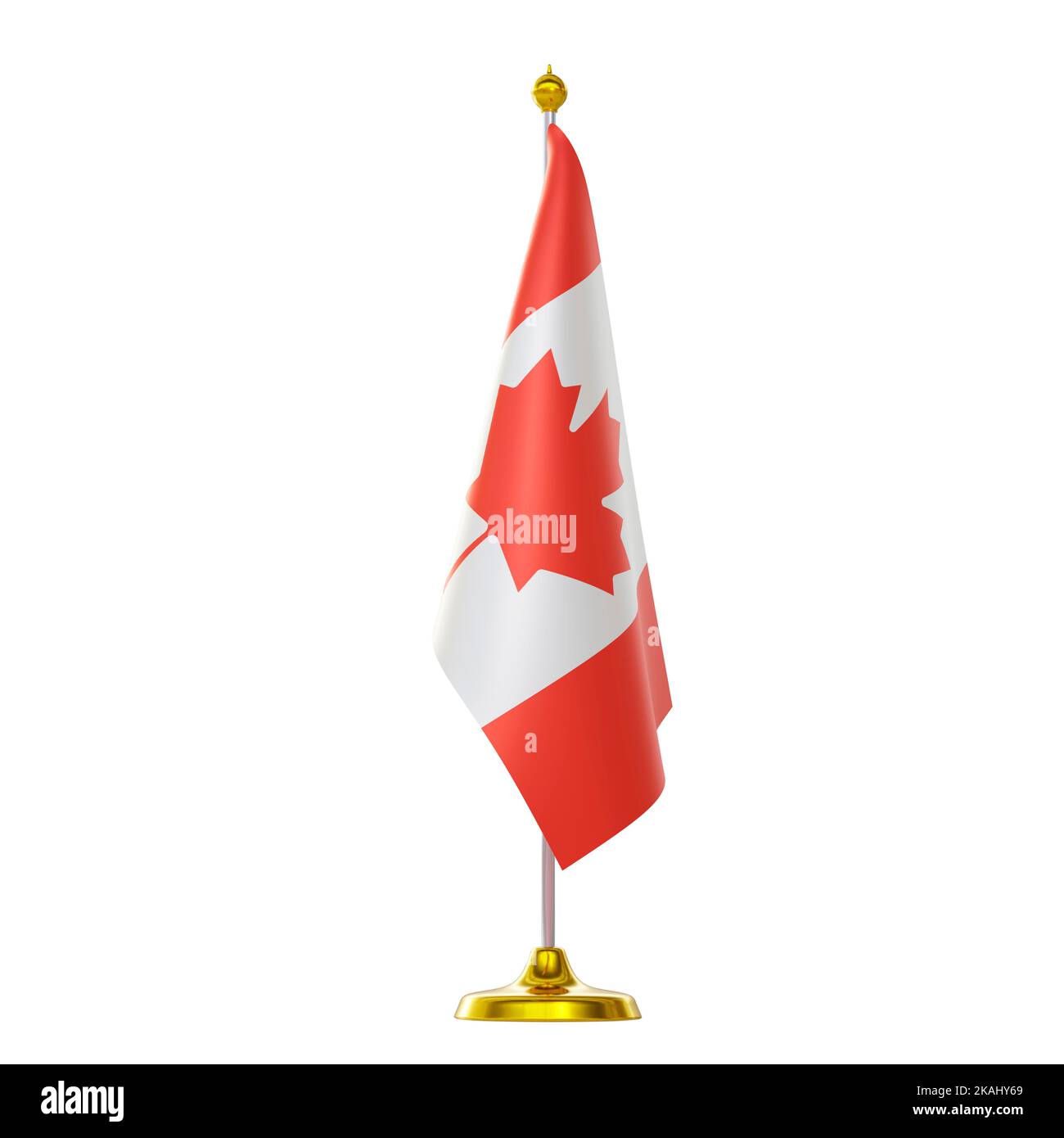 3d render of Canada flag on pole for countries summit and political meeting. Stock Photo