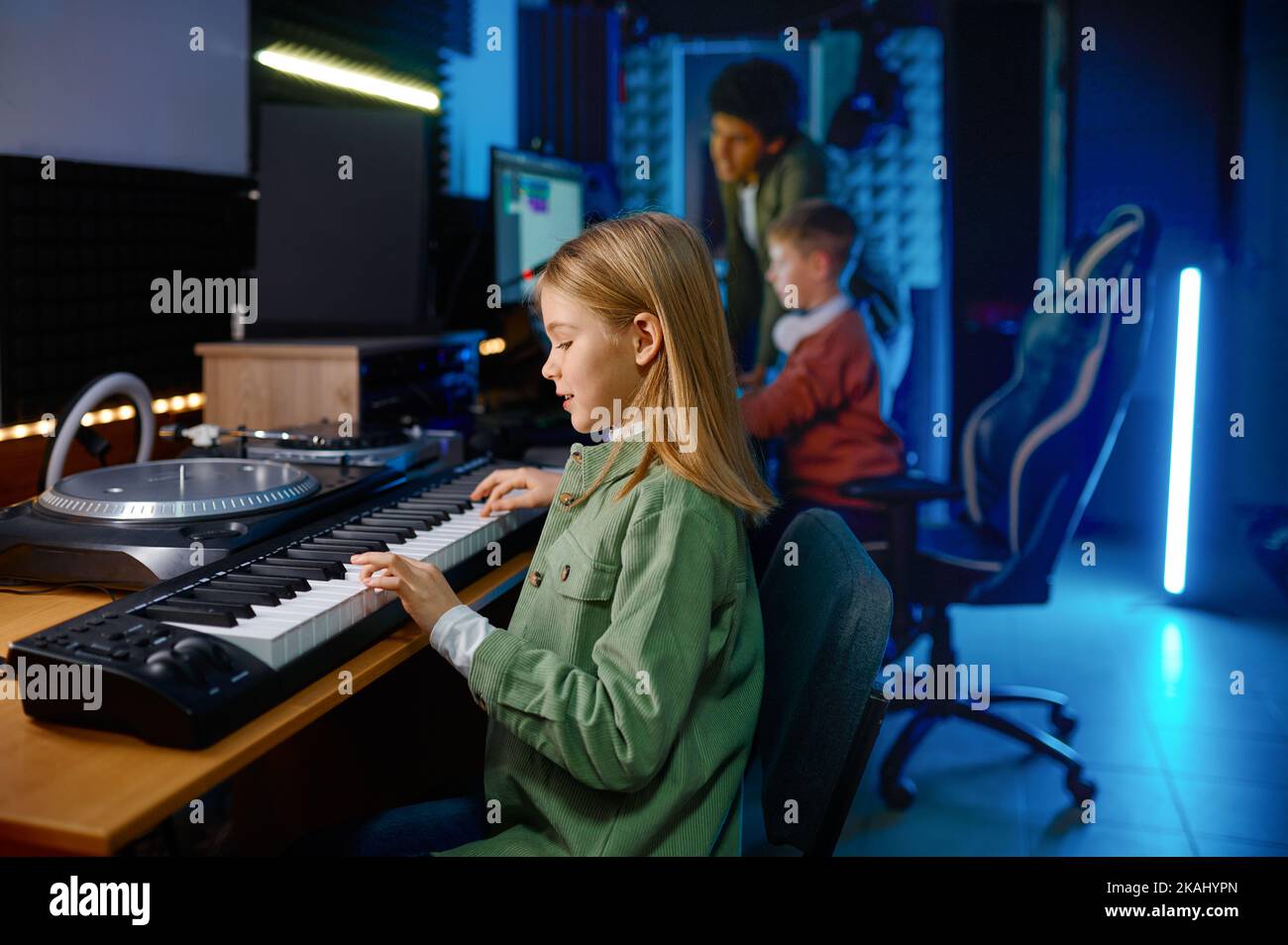 School children at sound record studio Stock Photo - Alamy