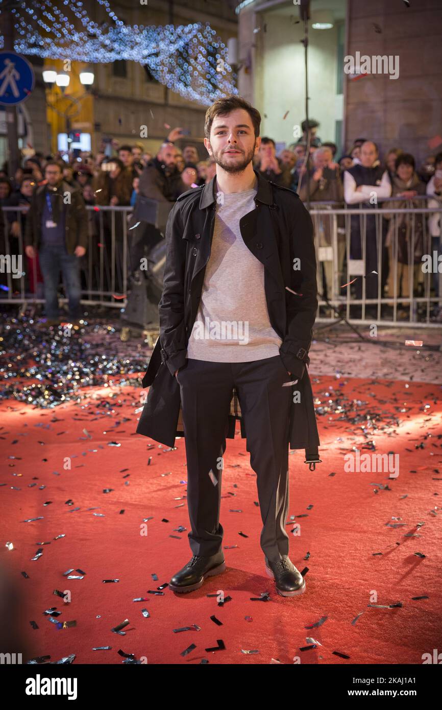 Lorenzo Fragola during the red carpet at the 66th Sanremo Music Festival on February 8, 2016. (Photo by Manuel Romano/NurPhoto) *** Please Use Credit from Credit Field *** Stock Photo