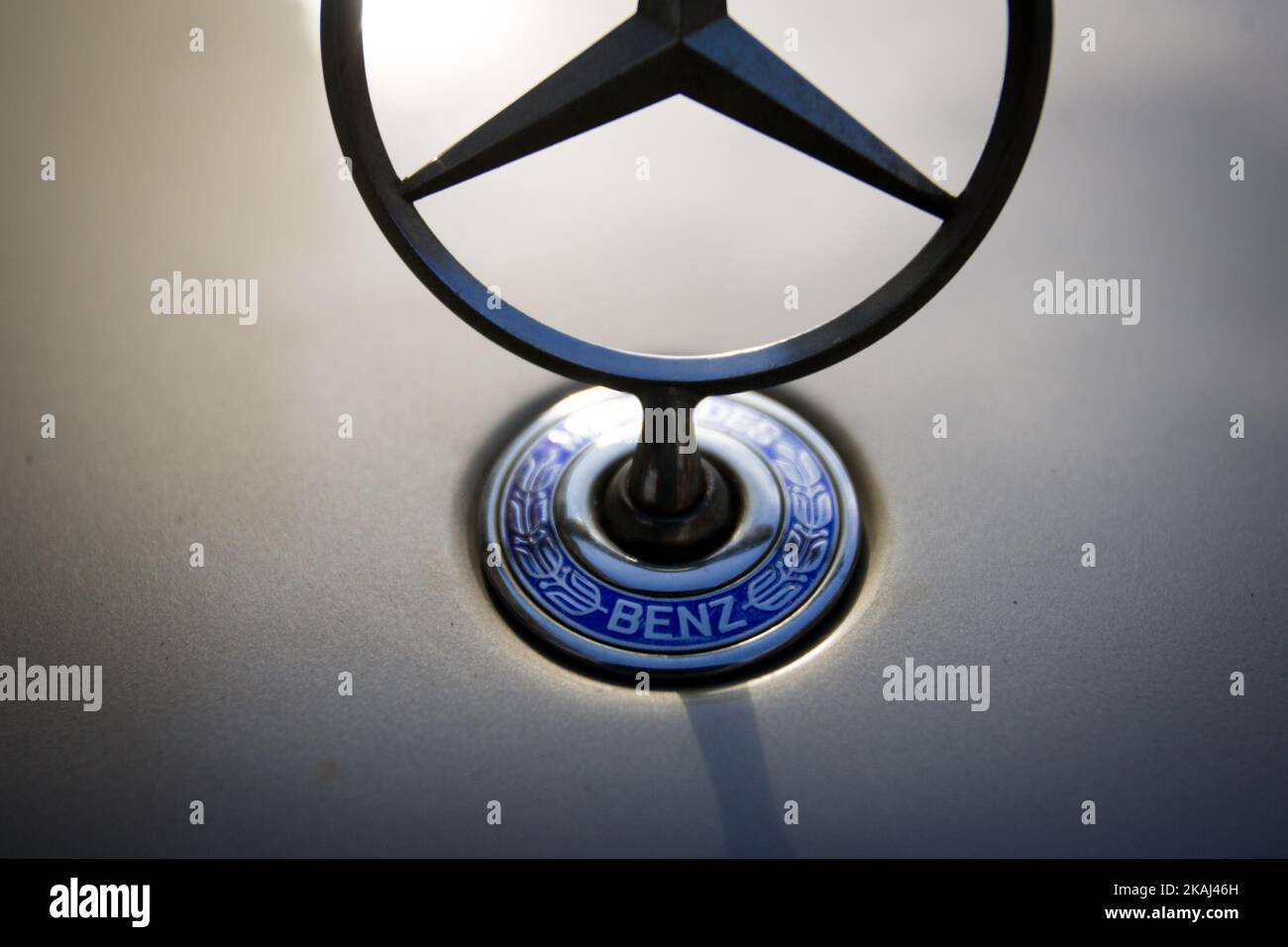 A Mercedes-Benz hood ornament. Daimler is said to favor Poland over Slovakia and Russia for the construction of a new car plant. Hungary has also been named as a potential candidate. Polish officials so far have given no leads on the upcoming project which could bring a thousand jobs to the country Stock Photo