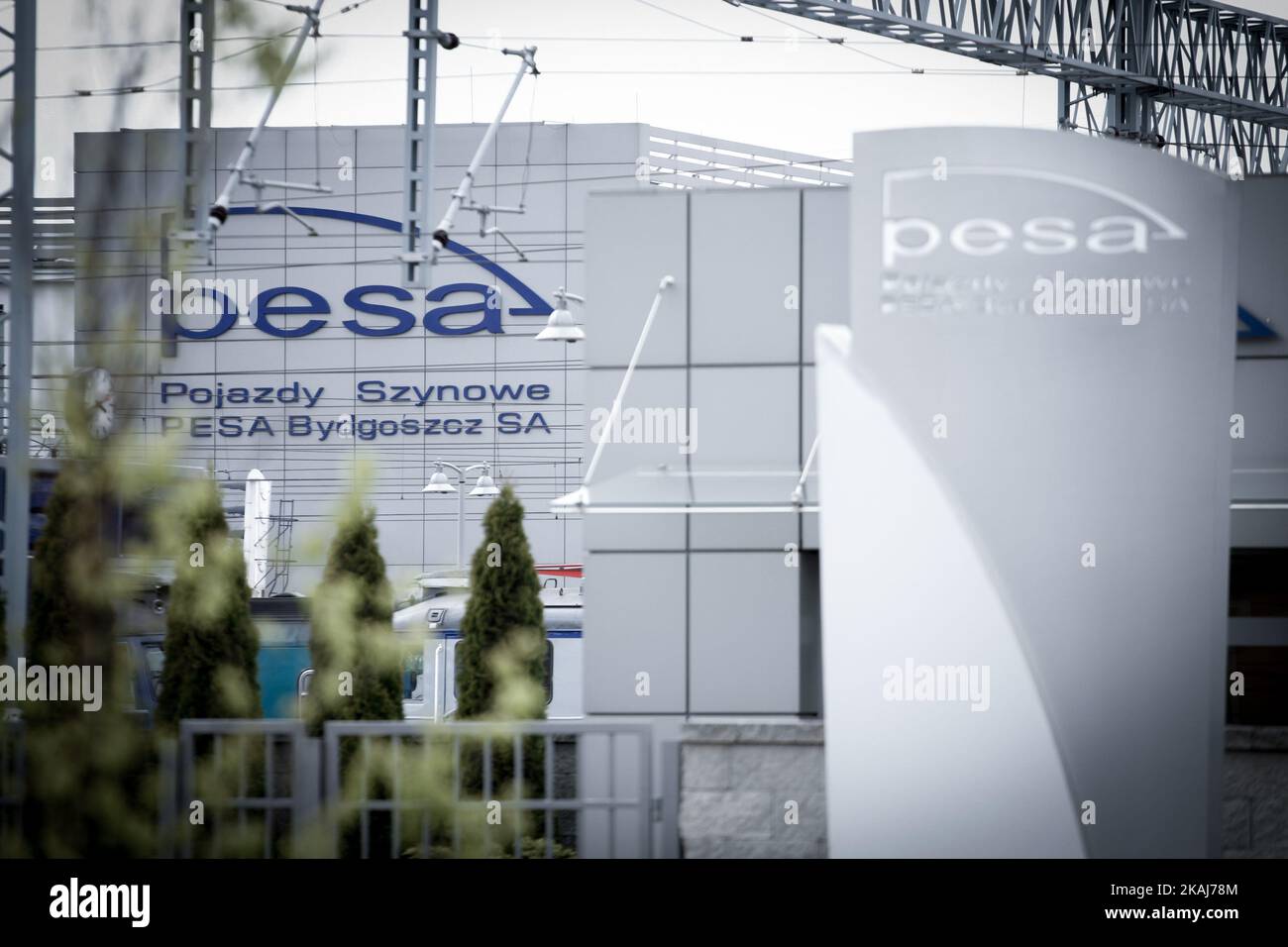 A view of Pesa office in Bydgoszcz, Poland, on April 27, 2016. Polish rail vehicle manufacturer PESA, the largest in Poland and one of the largest in Eastern Europe has said to build a new research and development center costing around €6,3 million. The new center will offer employment to several hundred technical personnel. (Photo by Jaap Arriens/NurPhoto) *** Please Use Credit from Credit Field *** Stock Photo