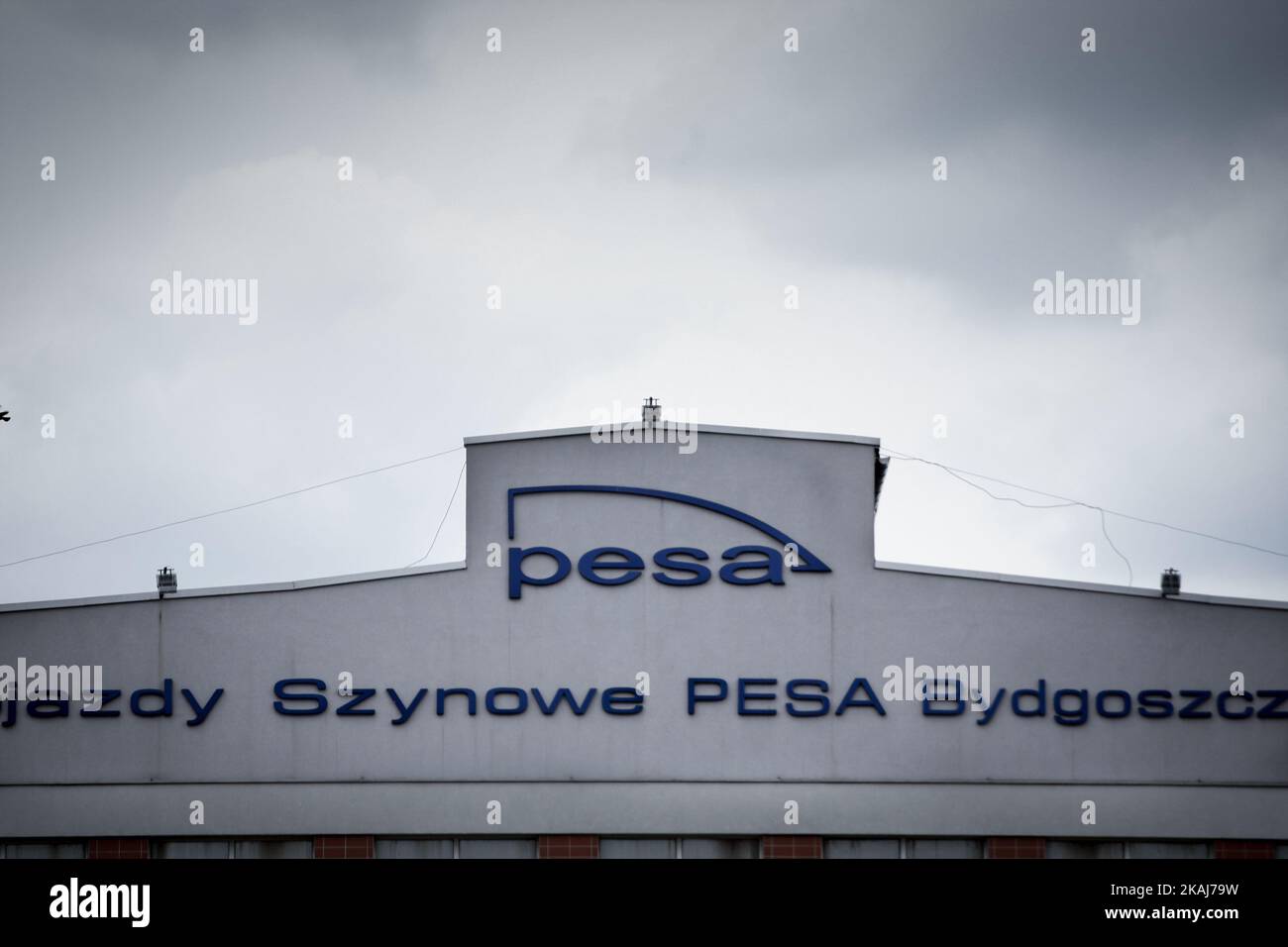 A view of Pesa office in Bydgoszcz, Poland, on April 27, 2016. Polish rail vehicle manufacturer PESA, the largest in Poland and one of the largest in Eastern Europe has said to build a new research and development center costing around €6,3 million. The new center will offer employment to several hundred technical personnel. (Photo by Jaap Arriens/NurPhoto) *** Please Use Credit from Credit Field *** Stock Photo