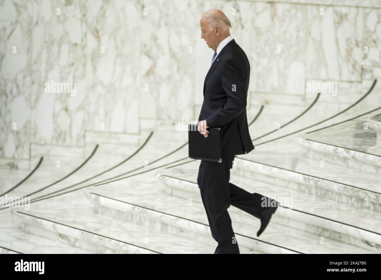 US Vice President Joe Biden arrives to deliver his speech at a special audience celebrates by Pope Francis with participants at a congress on the progress of regenerative medicine and its cultural impact in the Paul VI hall in Vatican City, Vatican on April 29, 2016.(Photo by Giuseppe Ciccia/NurPhoto) *** Please Use Credit from Credit Field *** Stock Photo