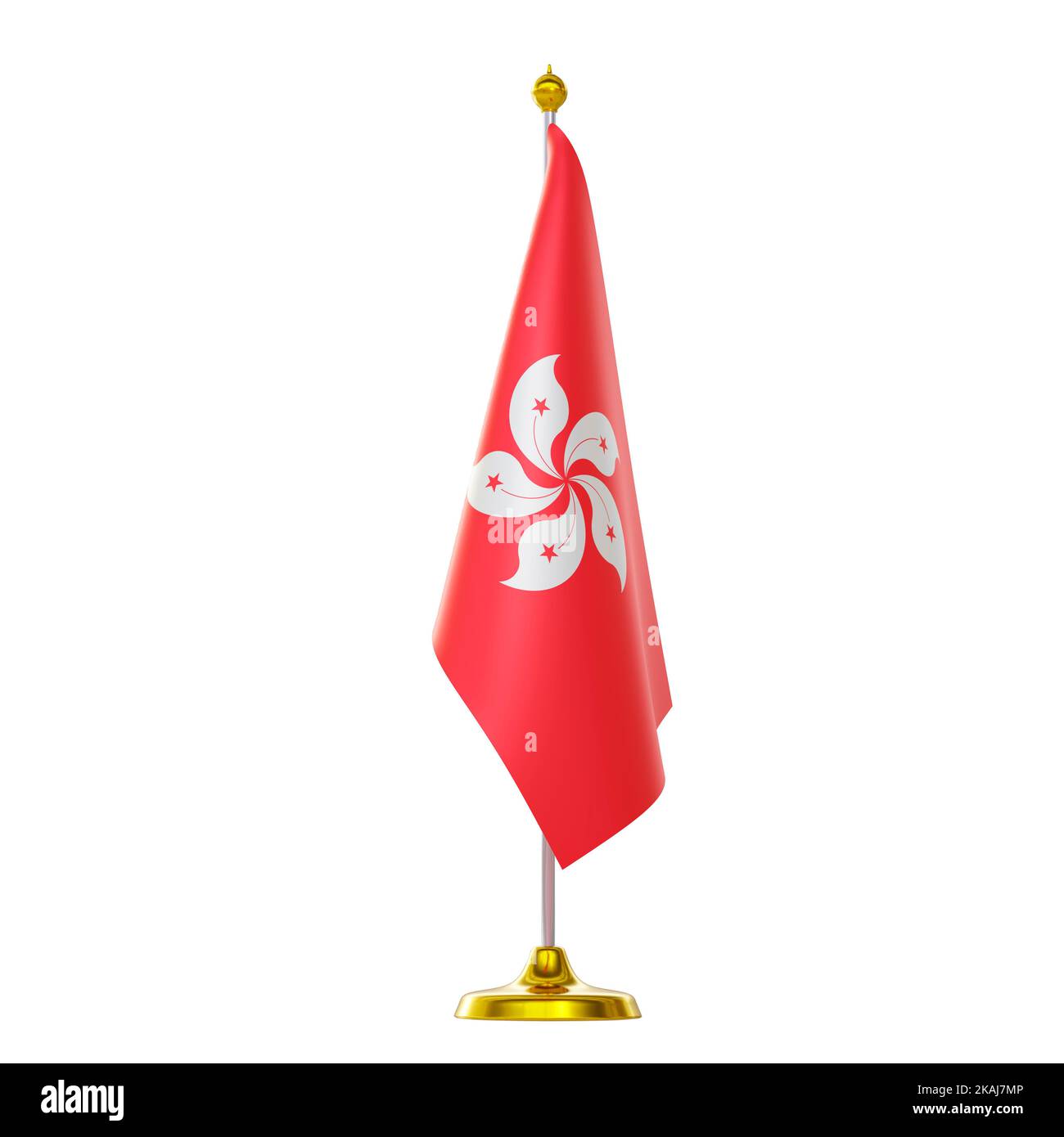 3d render of flag on pole for Hong Kong countries summit and political meeting. Stock Photo