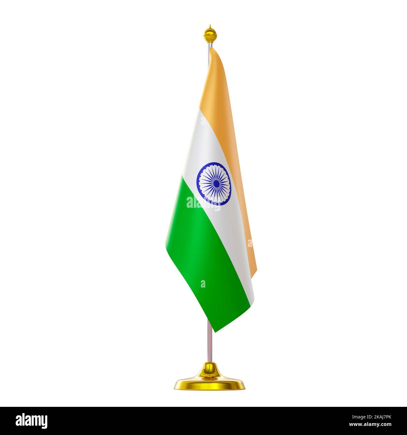 3d render of flag on pole for India countries summit and political meeting. Stock Photo