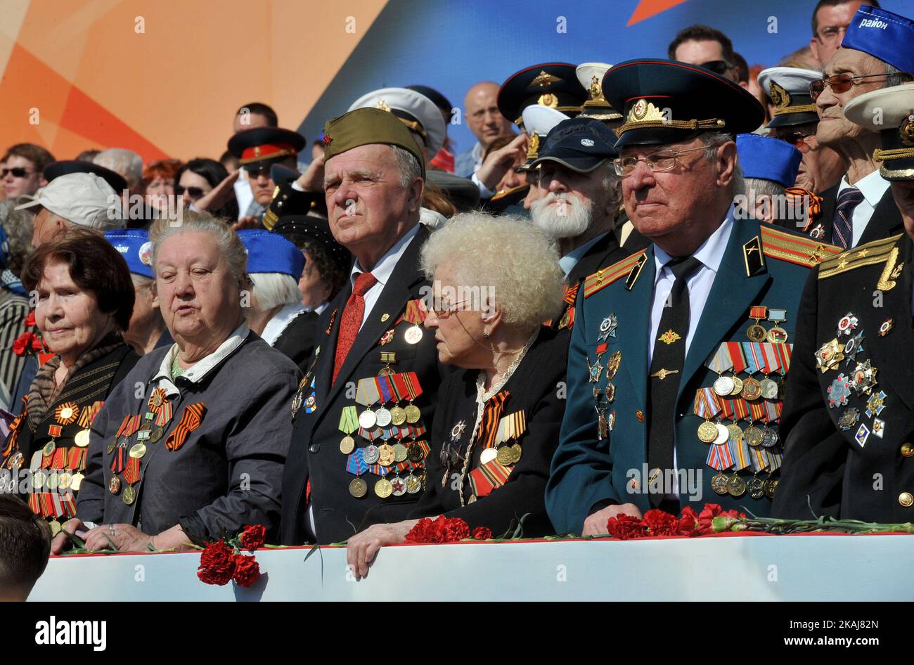 Russian World War II veterans attend at Dvortsovaya (Palace) Square to ...