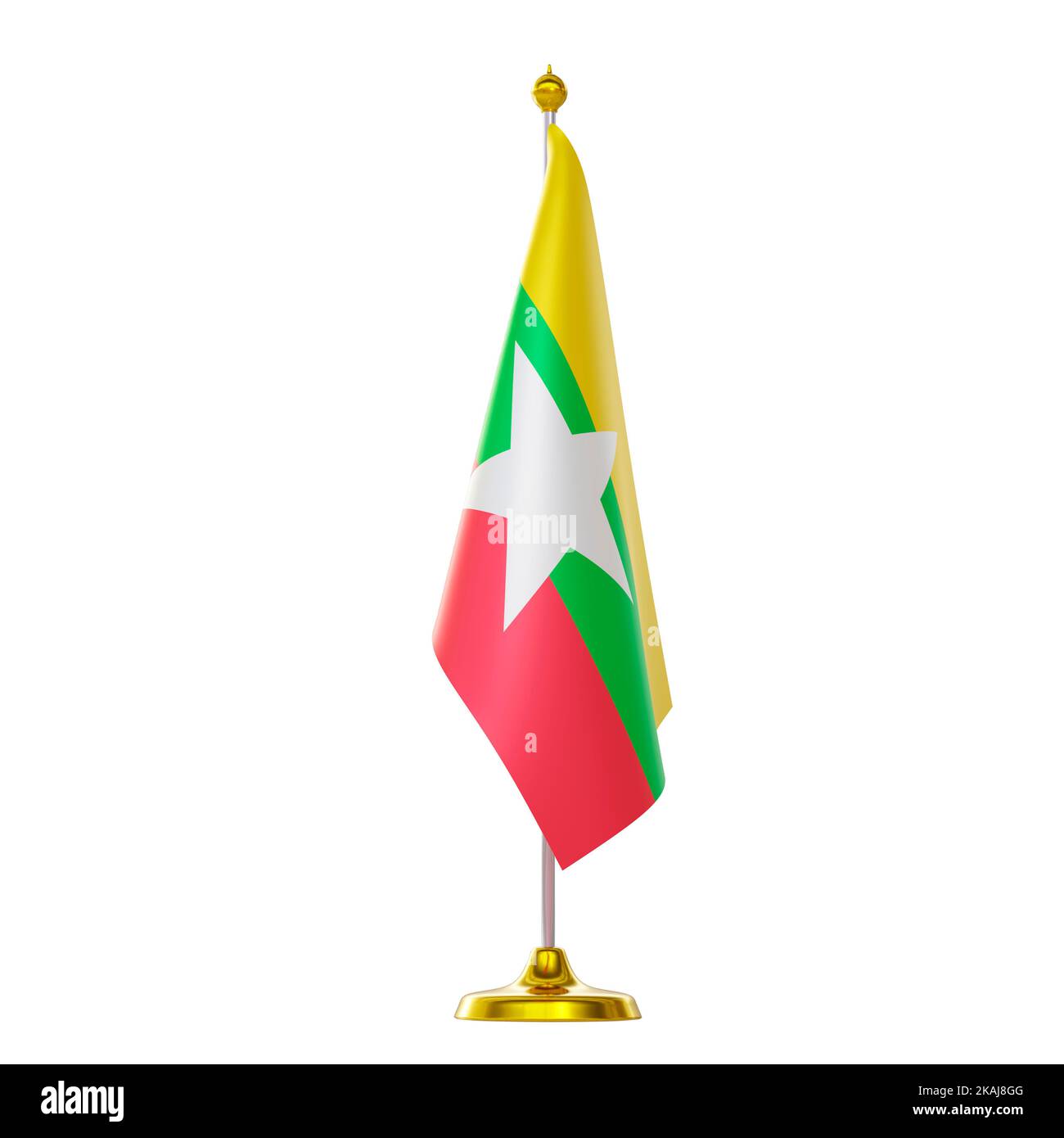 3d render of flag on pole for Myanmar countries summit and political ...