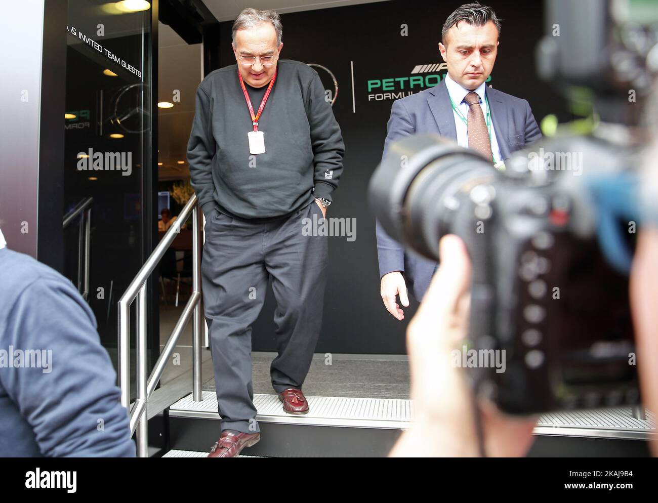 Sergio Marchionne in the paddock of the GP Spain of Formula 1, held at the Barcelona-Catalunya Circuit, on may 15, 2016. Photo: Jordi Galbany/Urbanandsport/Nurphoto -- (Photo by Urbanandsport/NurPhoto) *** Please Use Credit from Credit Field *** Stock Photo