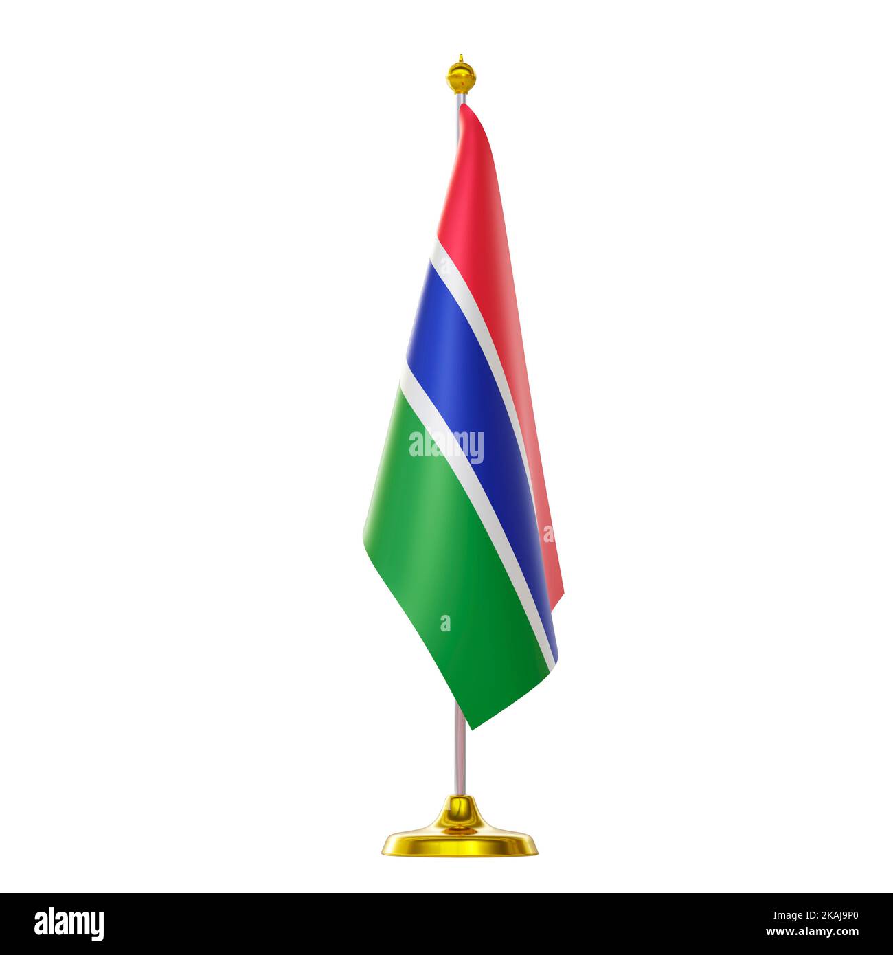 3d render of flag on pole for Gambia countries summit and political ...