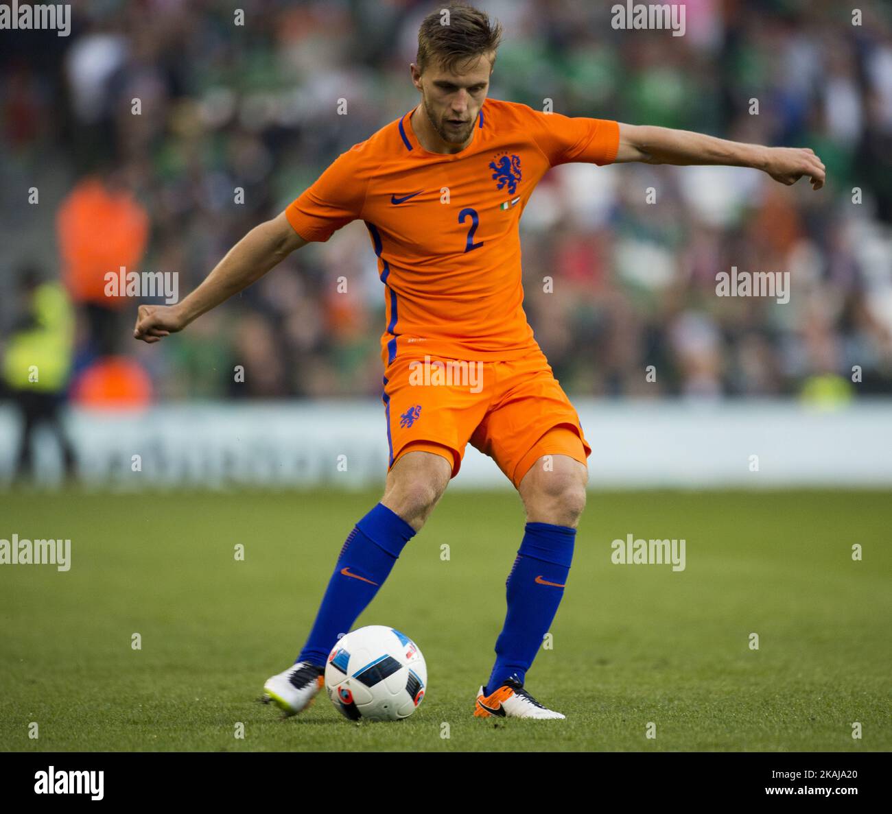 Joel Veltman of Netherlands controls the ball during the International friendly football match between Republic of Ireland and Netherlands at Aviva Stadium in Dublin, Ireland on May 27, 2016 (Photo by Andrew Surma/NurPhoto) *** Please Use Credit from Credit Field *** Stock Photo