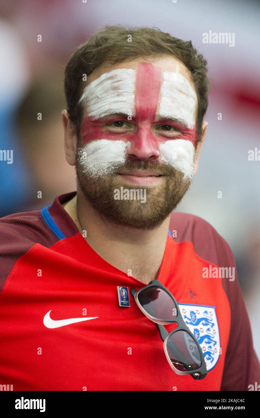 English fan poses for photo before the UEFA Euro 2016 Group B match between Slovakia and England at Stade Geoffroy Guichard in Saint-Etienne, France on June 20, 2016 (Photo by Andrew Surma/NurPhoto) *** Please Use Credit from Credit Field *** Stock Photo