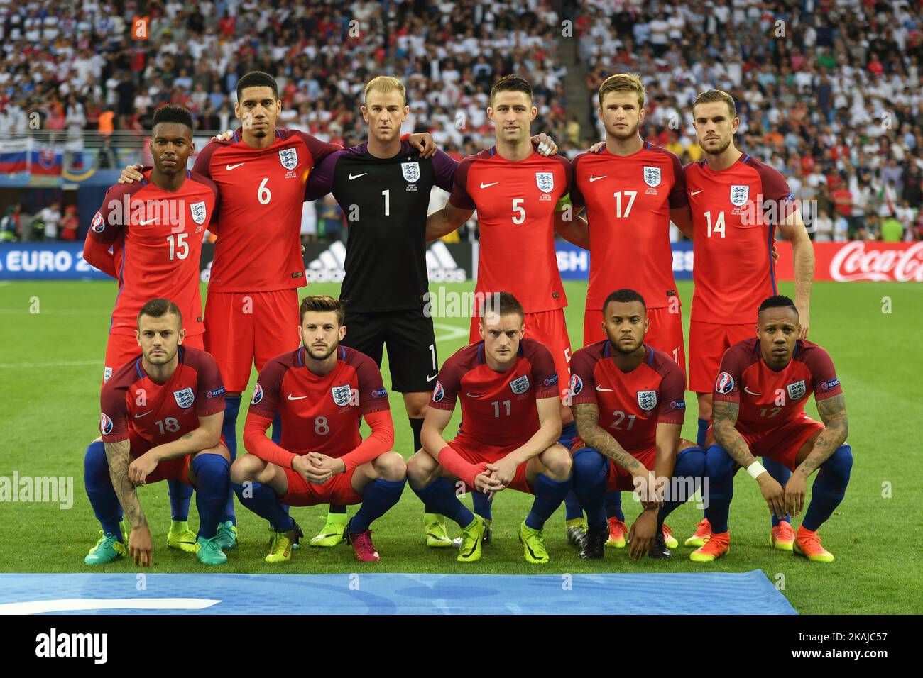 English national football team pictured during the UEFA Euro 2016 Group B match between Slovakia and England at Stade Geoffroy Guichard in Saint-Etienne, France, June 20, 2016 (Photo by Andrew Surma/NurPhoto) *** Please Use Credit from Credit Field *** Stock Photo