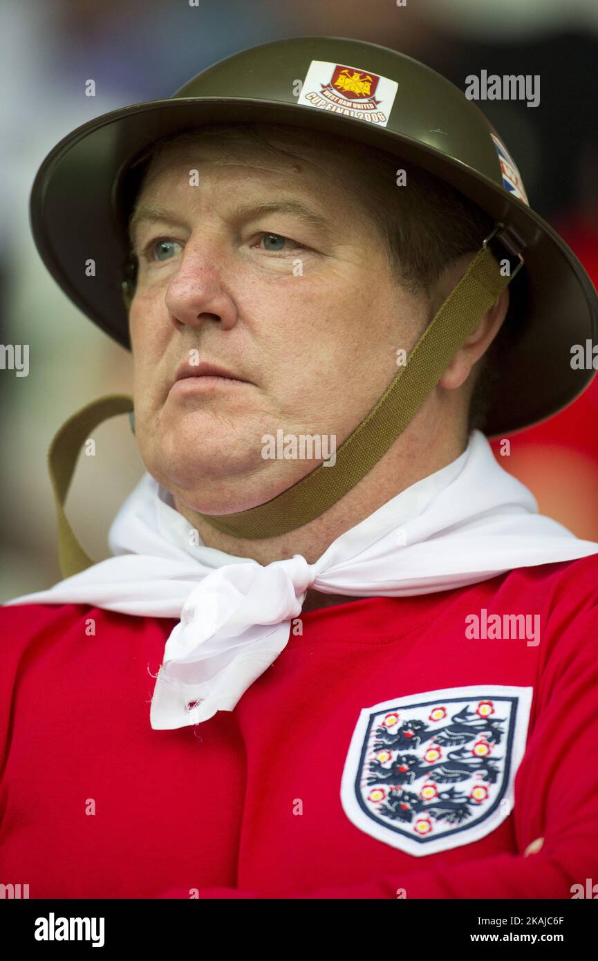 English fan pictured before the UEFA Euro 2016 Group B match between Slovakia and England at Stade Geoffroy Guichard in Saint-Etienne, France on June 20, 2016 (Photo by Andrew Surma/NurPhoto) *** Please Use Credit from Credit Field *** Stock Photo