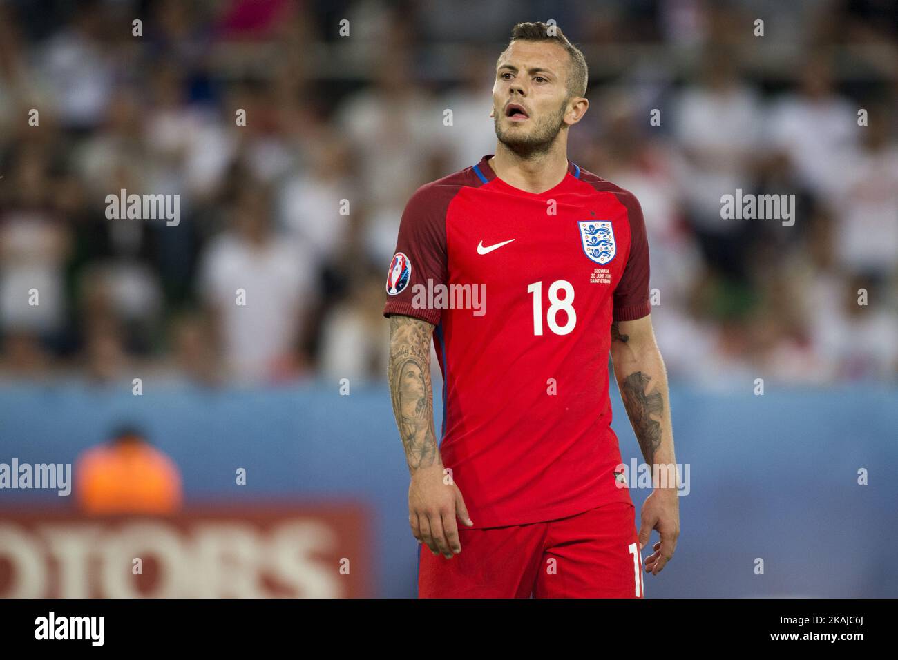 Jack Wilshere of England during the UEFA Euro 2016 Group B match between Slovakia and England at Stade Geoffroy Guichard in Saint-Etienne, France, June 20, 2016 (Photo by Andrew Surma/NurPhoto) *** Please Use Credit from Credit Field *** Stock Photo