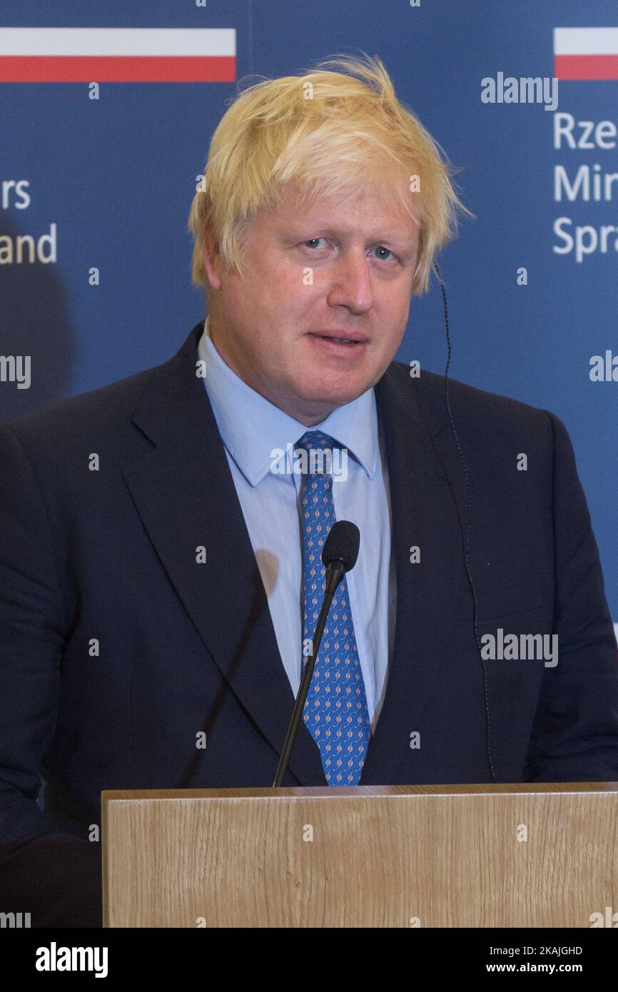 UK's Foreign Secretary, Boris Johnson at Belweder Palace in Warsaw, Poland on 3 September 2016 (Photo by Mateusz Wlodarczyk/NurPhoto) *** Please Use Credit from Credit Field *** Stock Photo
