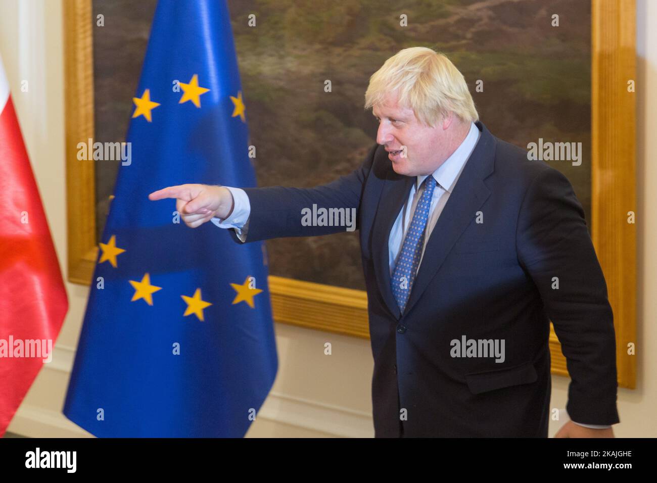 UK's Foreign Secretary, Boris Johnson at Belweder Palace in Warsaw, Poland on 3 September 2016 (Photo by Mateusz Wlodarczyk/NurPhoto) *** Please Use Credit from Credit Field *** Stock Photo