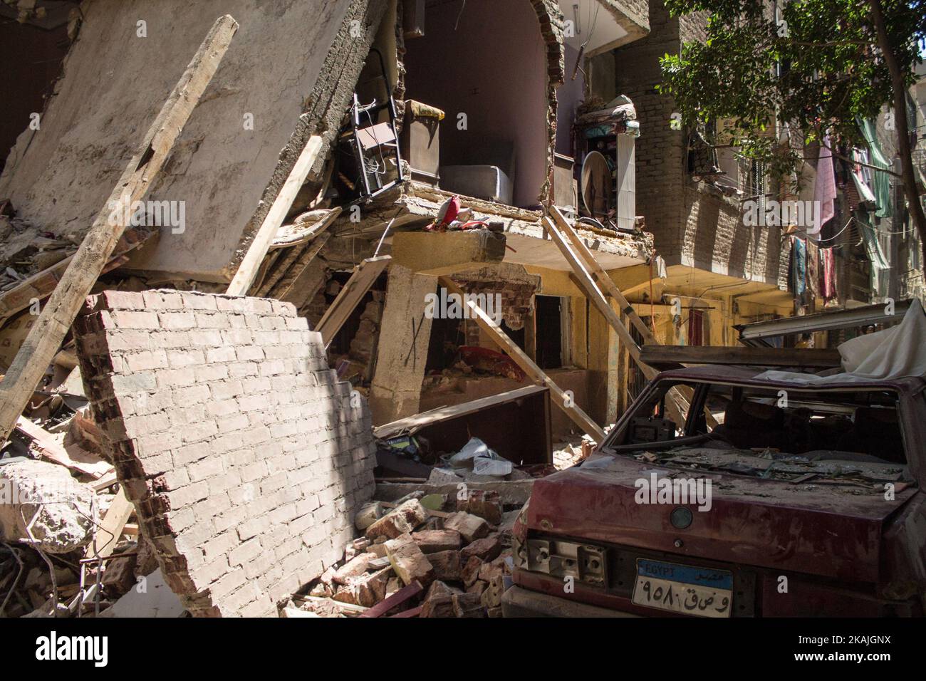 Residential Building collapse in Cairo, Egypt on 7 Septembre 2016. The ...