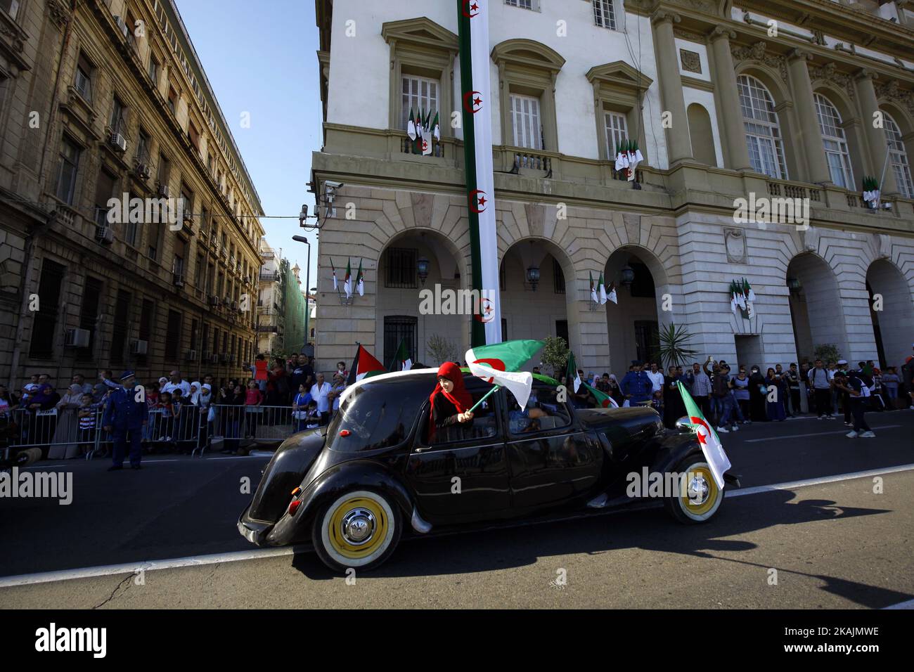 Celebrations parade of the 62th anniversary of the outbreak of the Revolution of November 1, 1954 in Algiers center, Algeria on 1st November 2016   Stock Photo