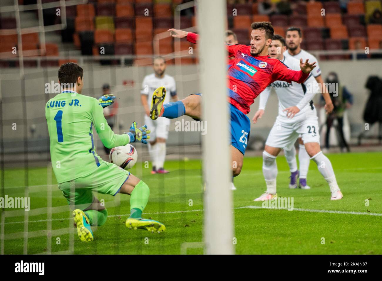 Jakub Hromada #25 of FC Viktoria Plzen   during the UEFA Europa League 2016-2017, Group E game between FC Astra Giurgiu (ROU) and FC Viktoria Plzen (CZE) at National Arena, Bucharest,  Romania on November 3, 2016. (Photo by Catalin Soare/NurPhoto) *** Please Use Credit from Credit Field *** Stock Photo