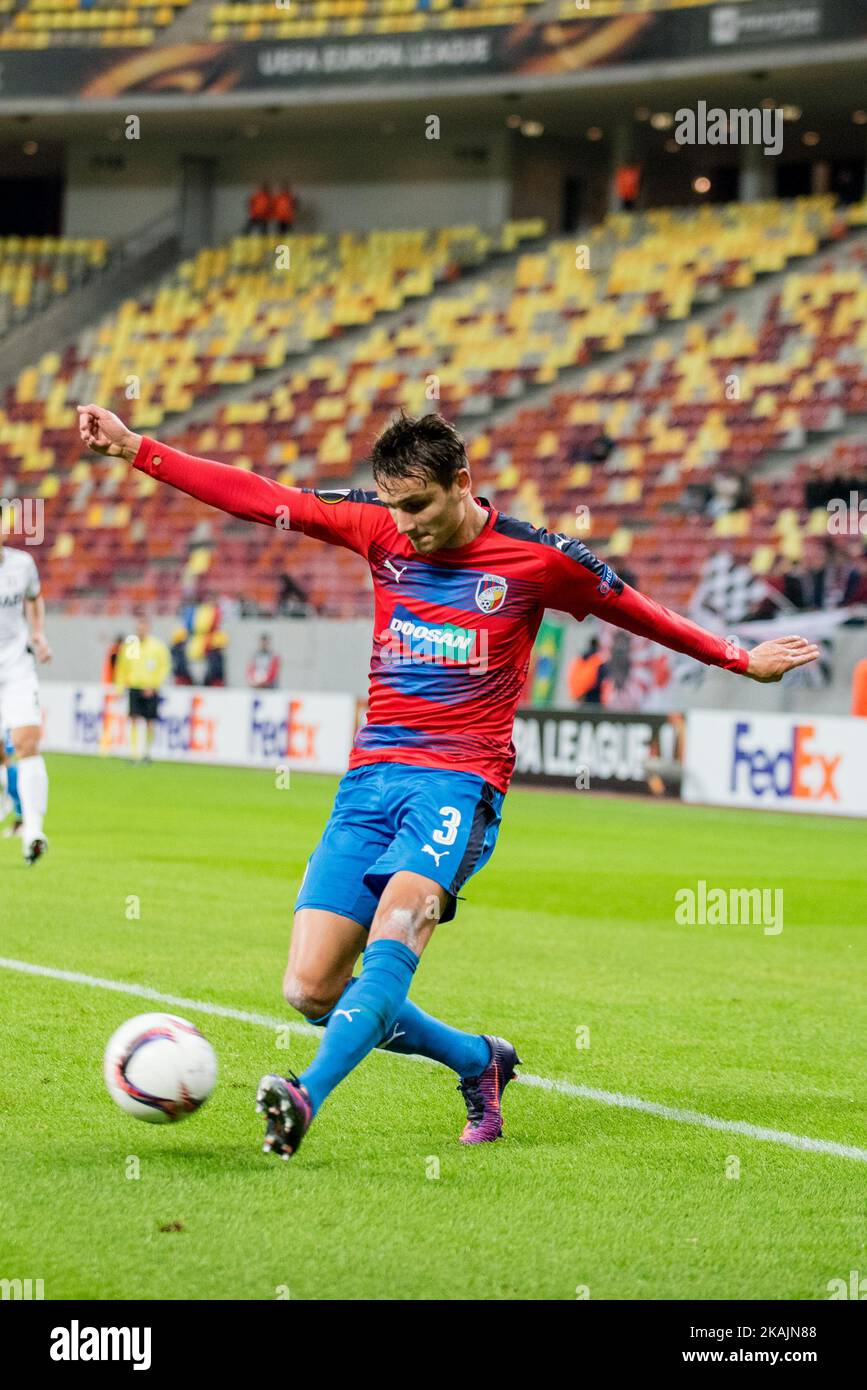 Ales Mateju #3 of FC Viktoria Plzen   during the UEFA Europa League 2016-2017, Group E game between FC Astra Giurgiu (ROU) and FC Viktoria Plzen (CZE) at National Arena, Bucharest,  Romania on November 3, 2016. (Photo by Catalin Soare/NurPhoto) *** Please Use Credit from Credit Field *** Stock Photo