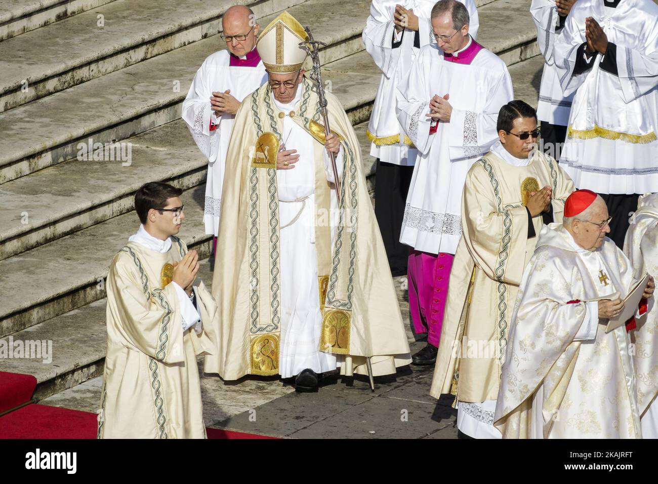 Pope Francis arrives to celebrate a Holy Mass for the closing of the ...